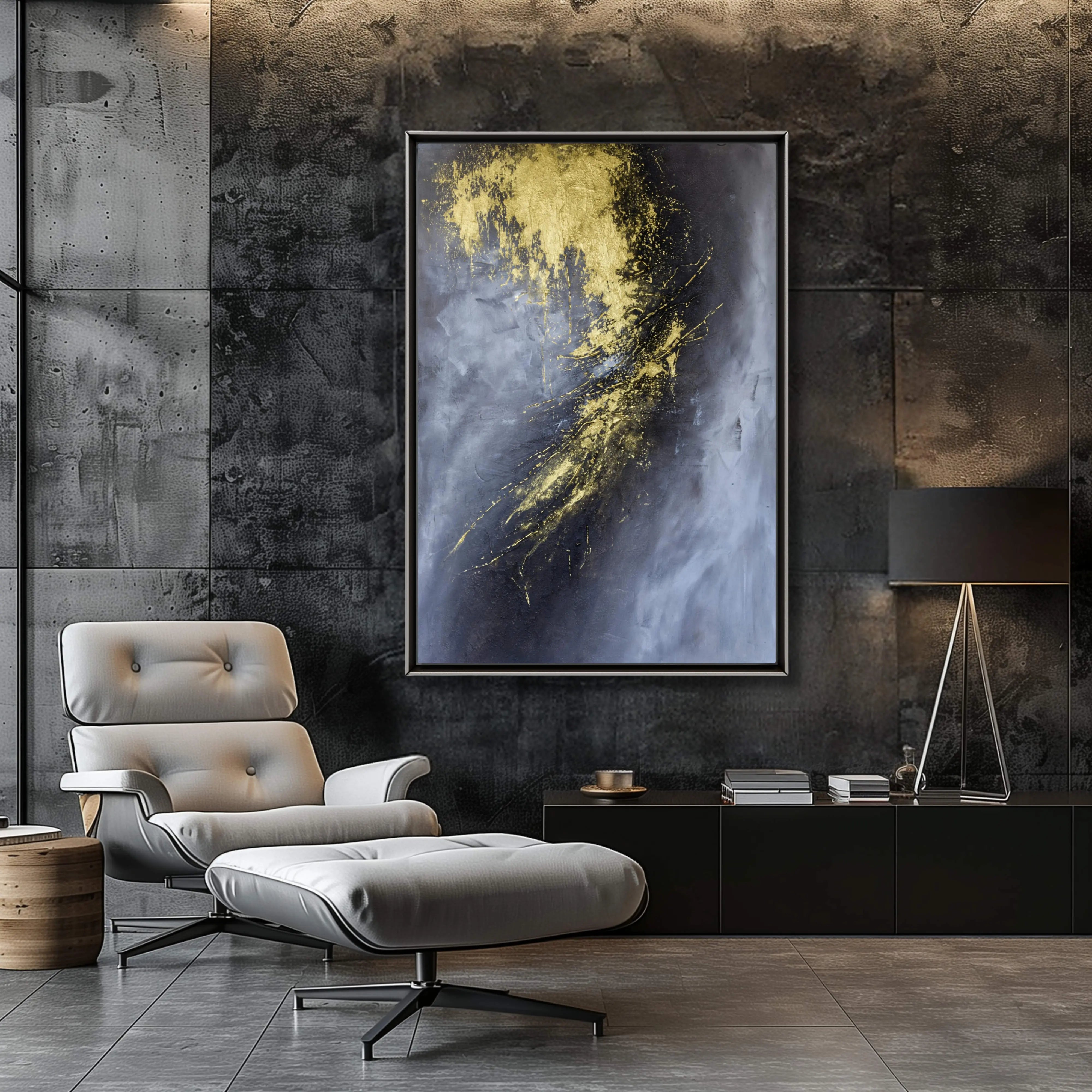 Contemporary Abstract Painting in Gold | Original Textured Wall Art