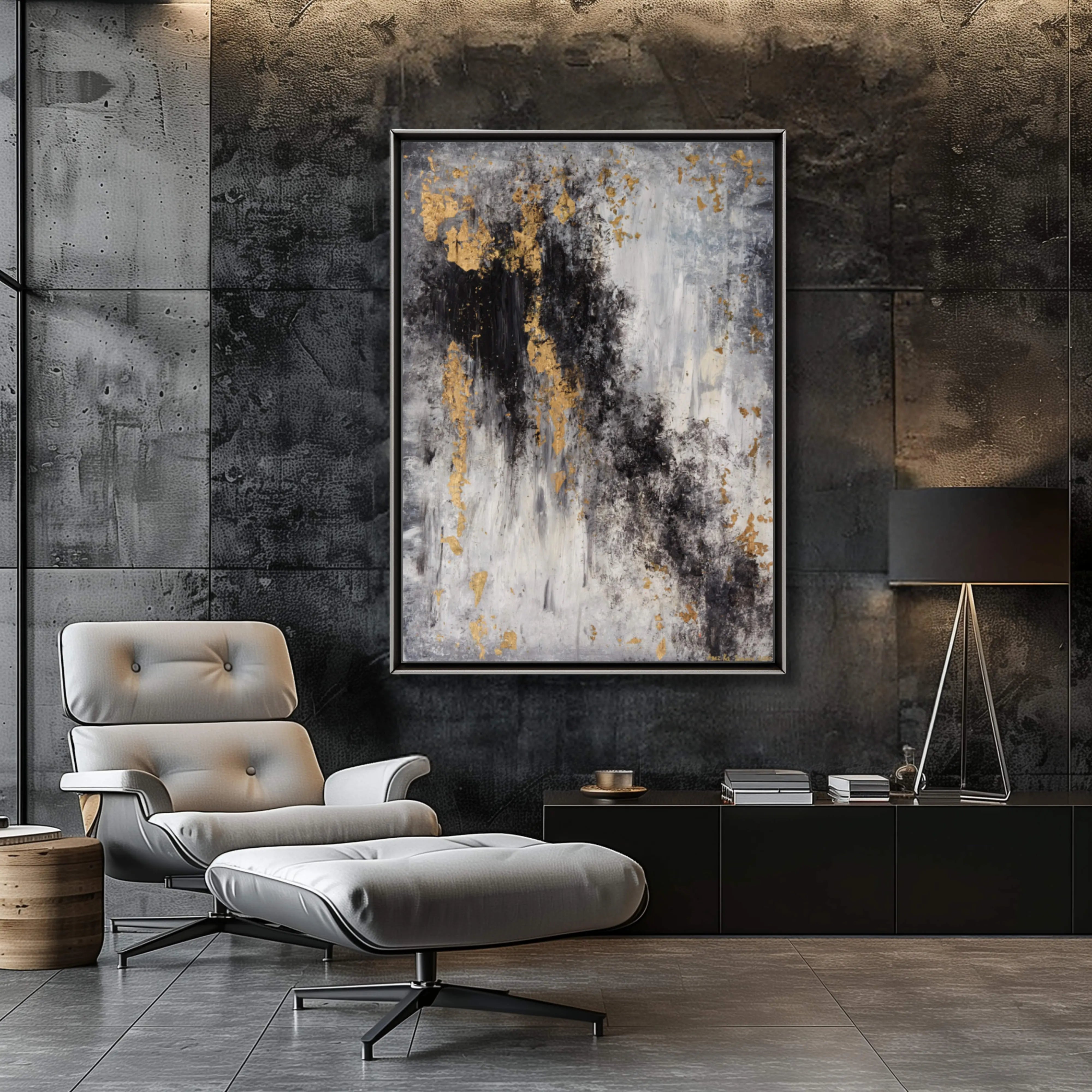  Original Contemporary Painting in Gold and Black | Luxury Accent