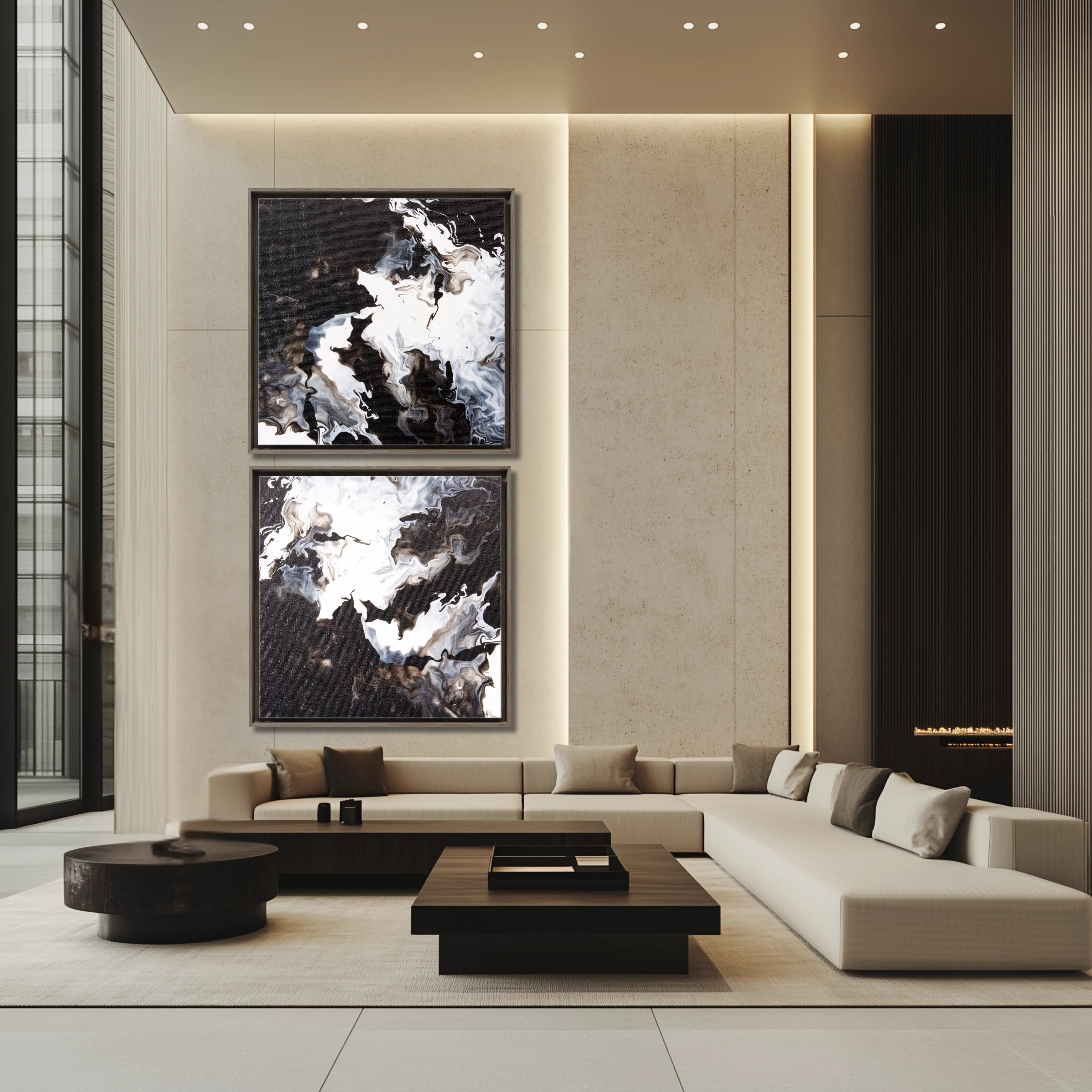 Timeless  | Set of 2 Canvas Prints | Luxury Fine Art Set | Black and White Wall Art