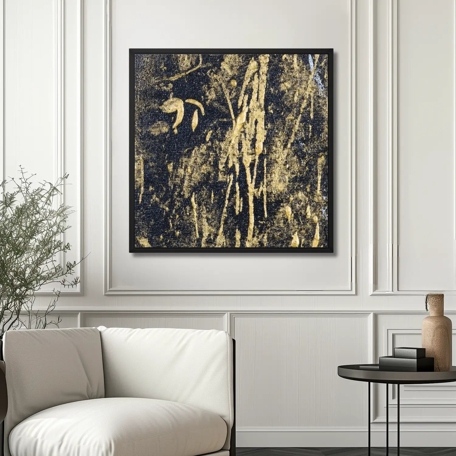 Noir Prosperity - framed black canvas art