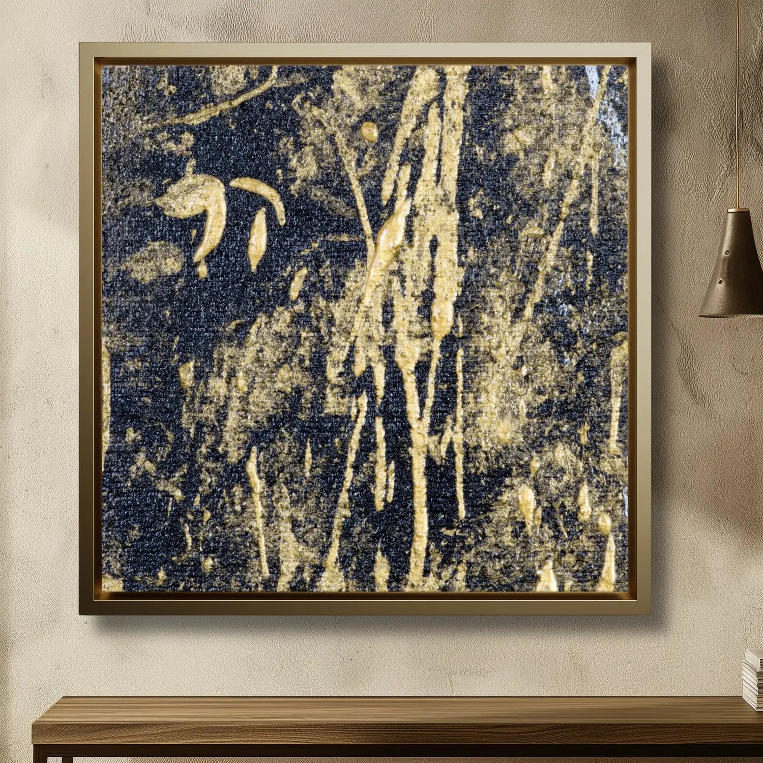 Noir Prosperity - framed black canvas art