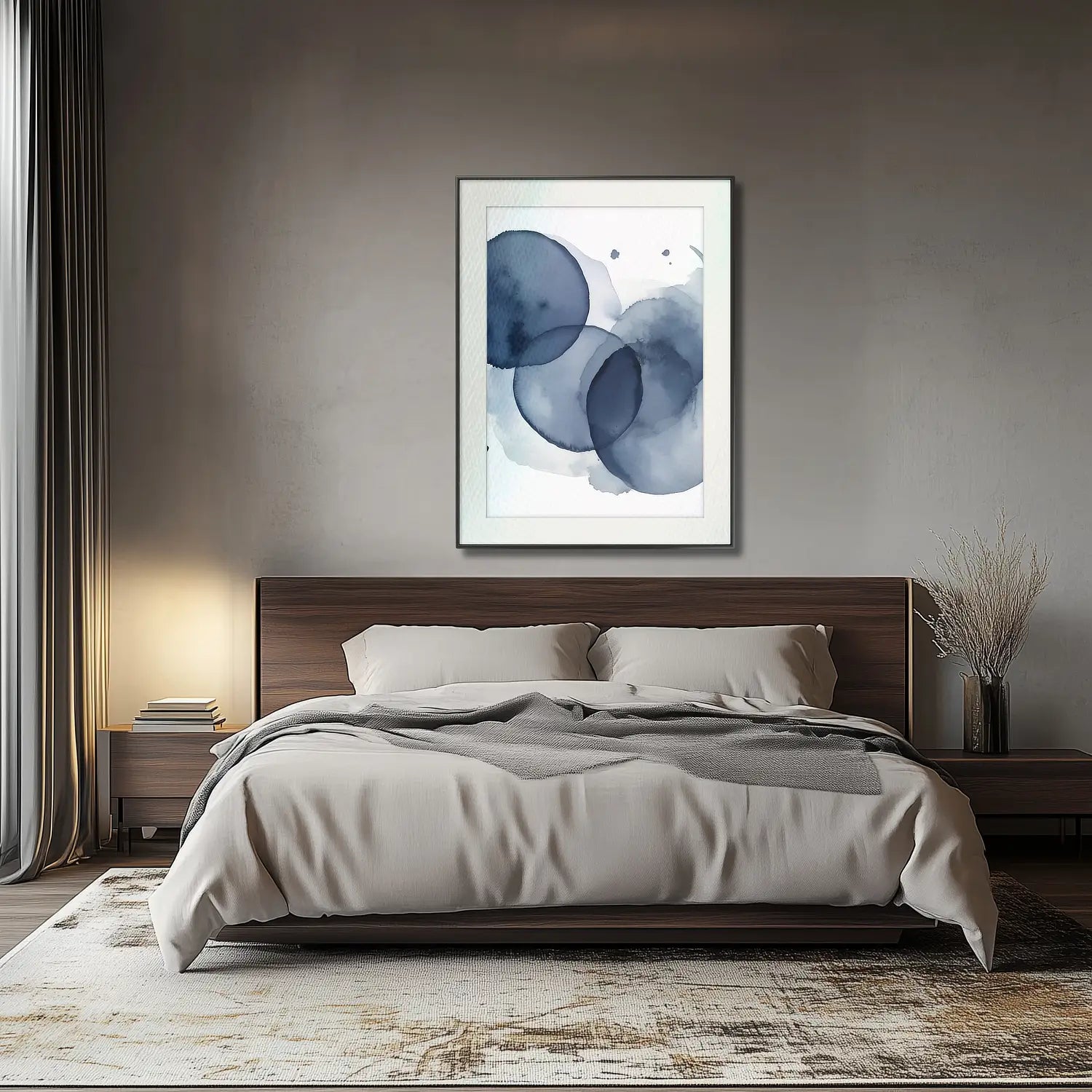 Indigo Love - Minimalist Fine Art Print for Modern Bedroom