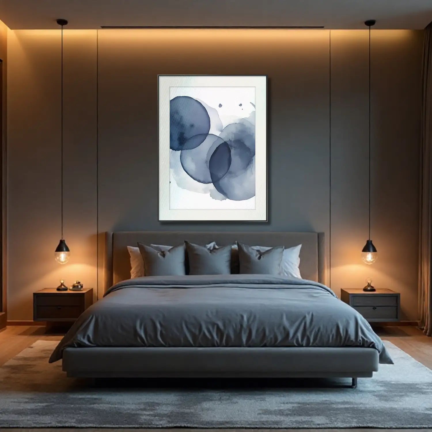 Indigo Love - Minimalist Fine Art Print for Modern Bedroom