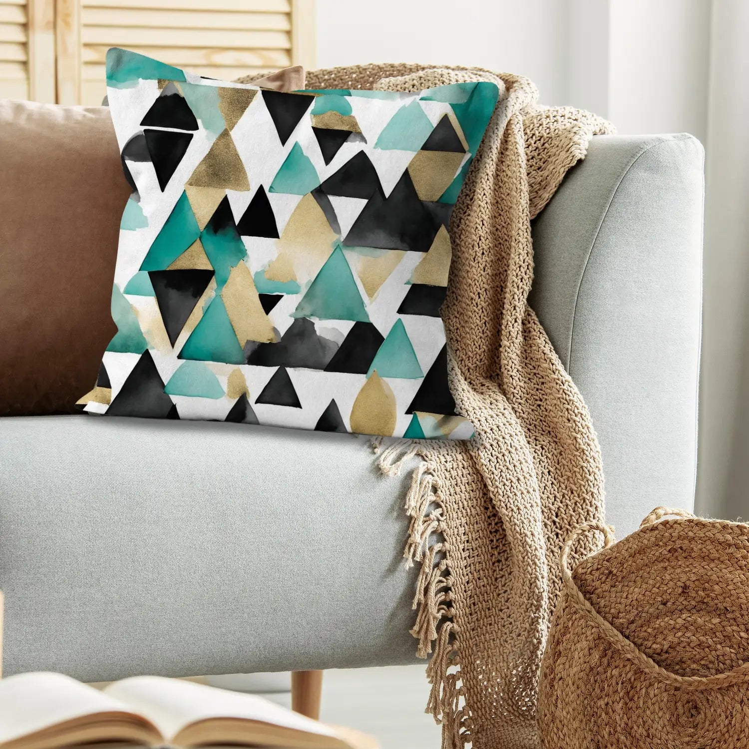 City Lights - Nordic style throw cushion in teal