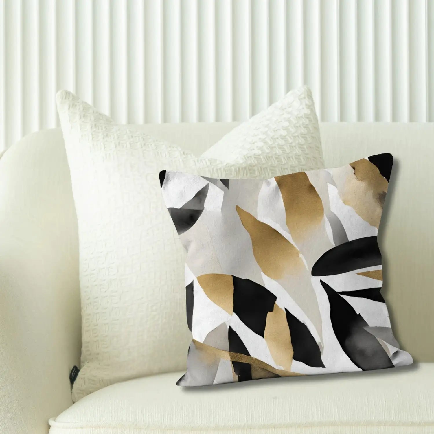 Floral Luxe Nordic style cushion in black and gold