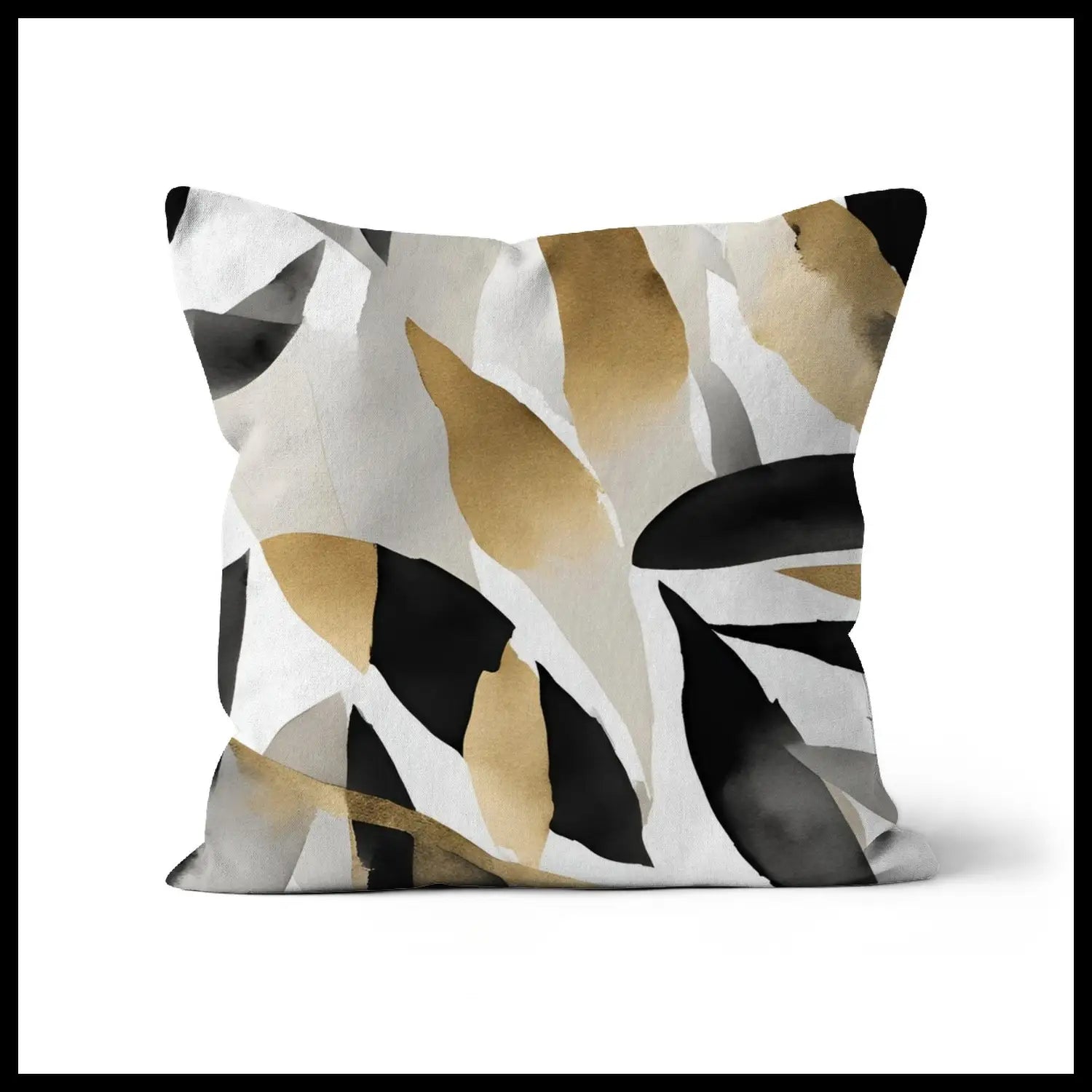 Floral Luxe Nordic style cushion in black and gold