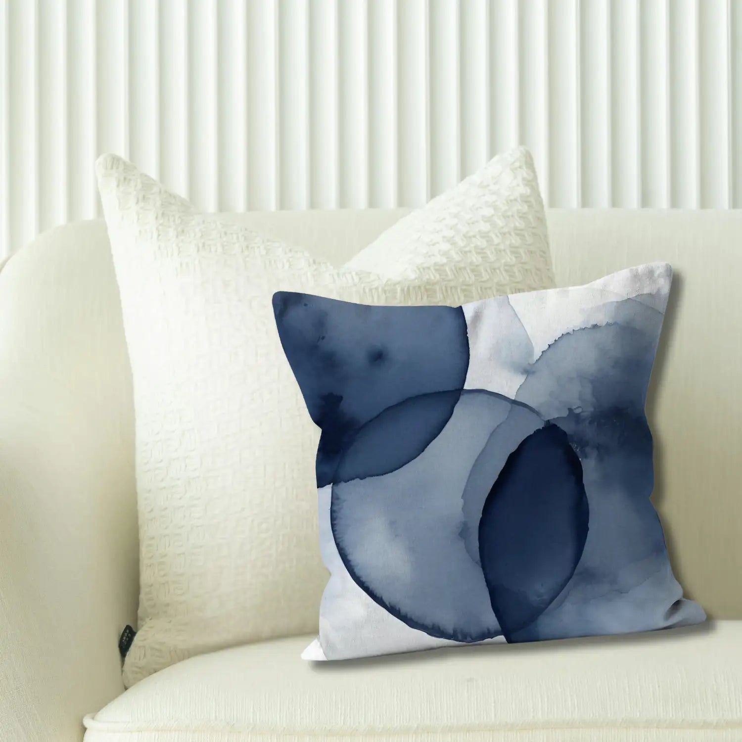 Indigo Love - Bespoke Abstract Sofa Cushion