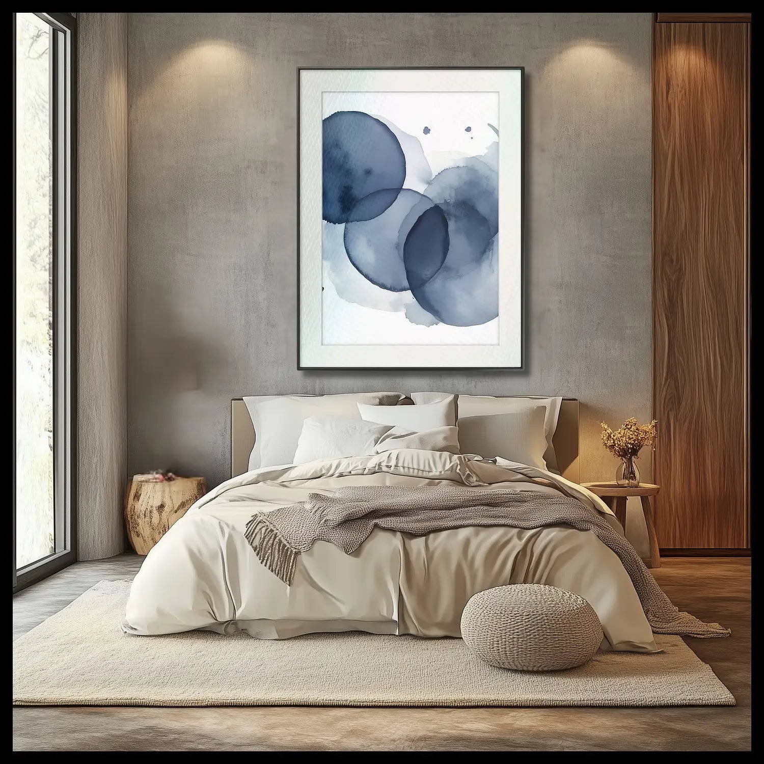 Indigo Love - Minimalist Fine Art Print for Modern Bedroom