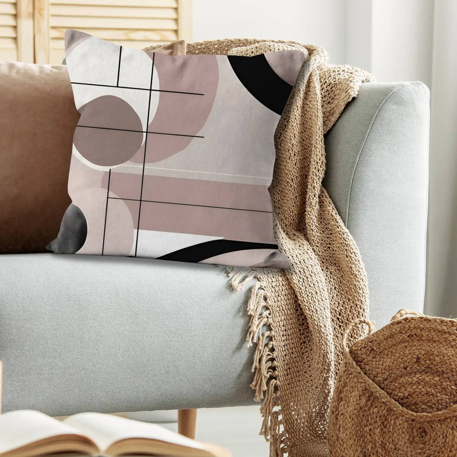 Luxurious Depths: Handmade geometric style throw cushion