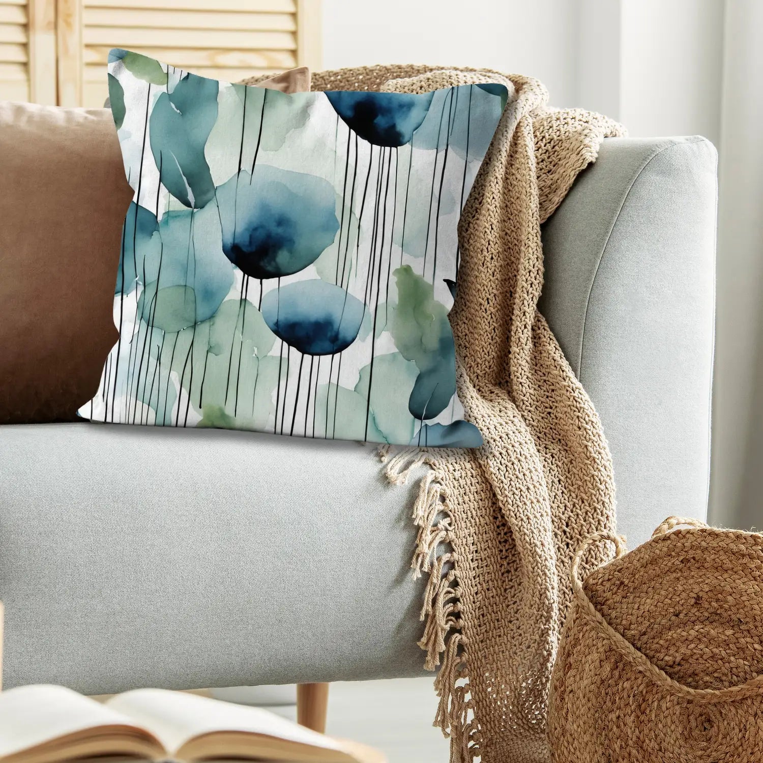 Muted Bloom - botannical minimalist style throw cushion