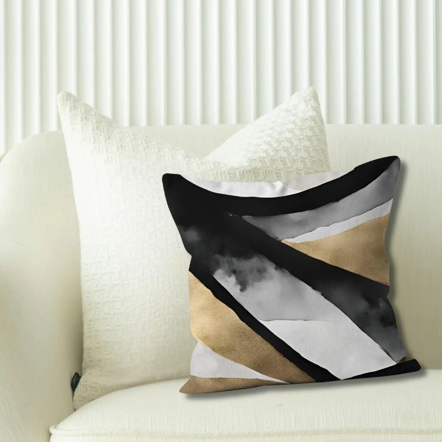 Nocturne Luxe Nordic style cushion in black and gold