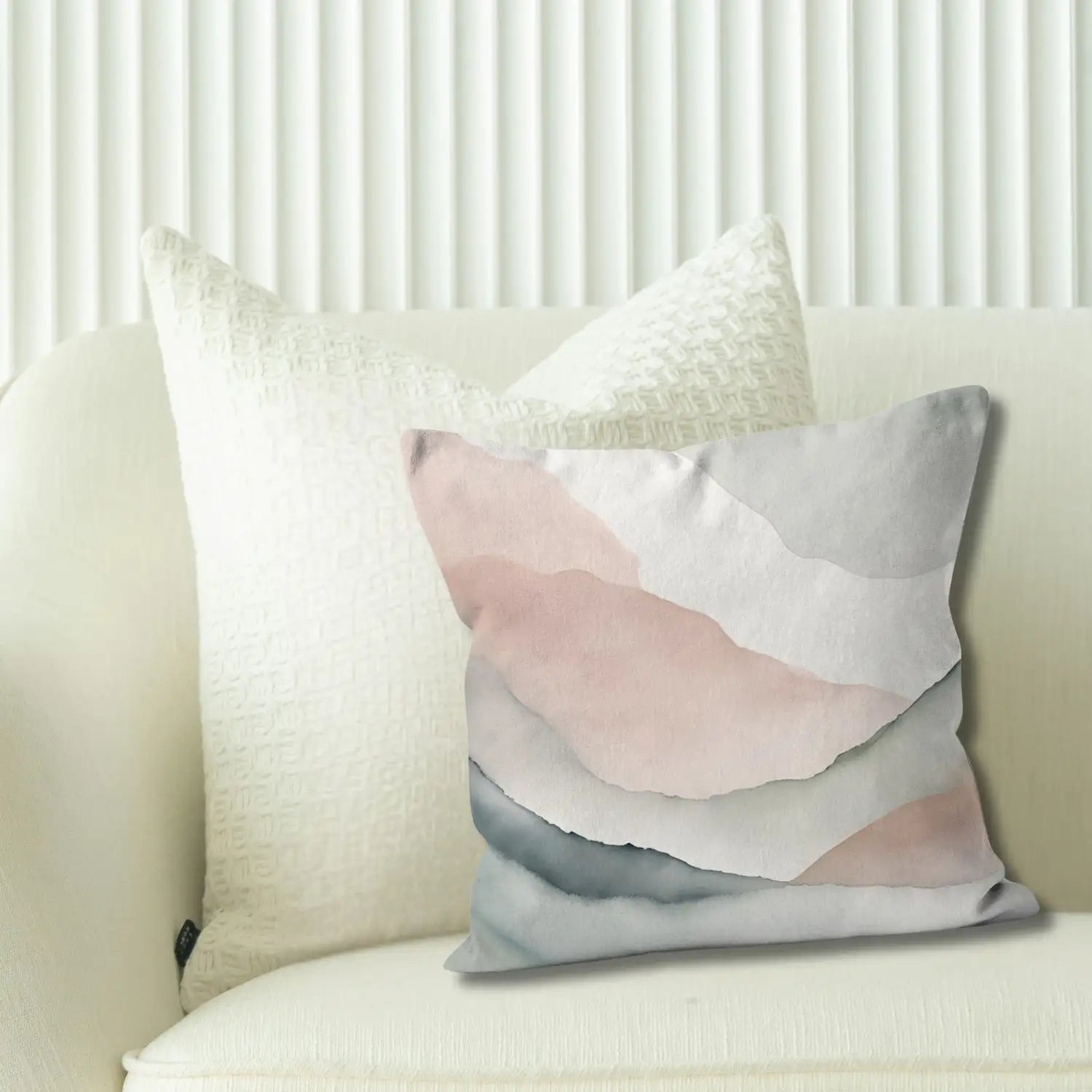 Palette of Peace: Bespoke Throw Pillow for an Elegant Bedroom