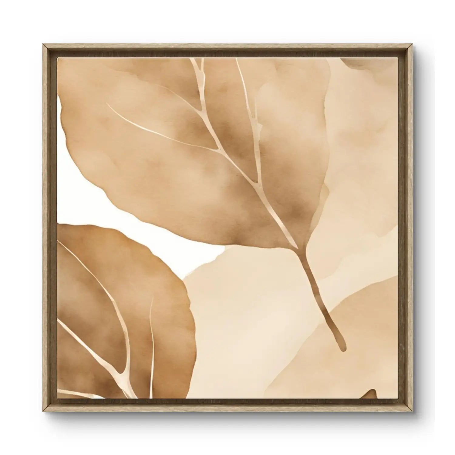 Close up on Sanctuary_Botanical Canvas Print in a neutral wooden frame.