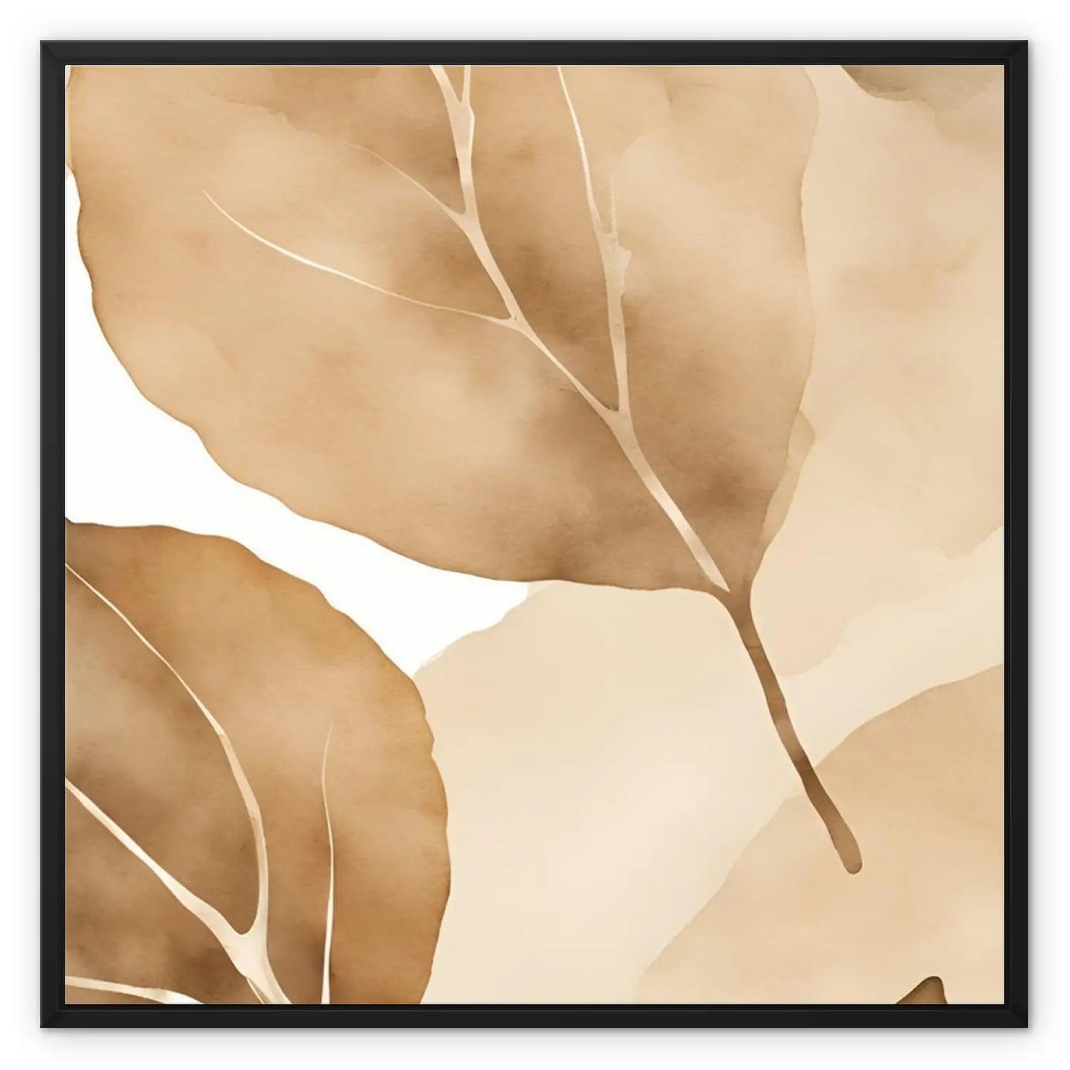 Close up on Sanctuary_Botanical Canvas Print in a black wooden frame.