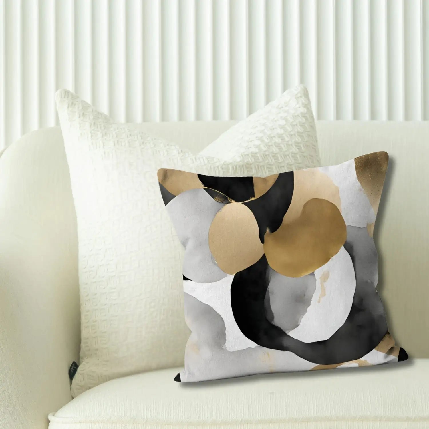 Soft Luxe Nordic style decorative cushion in black and gold