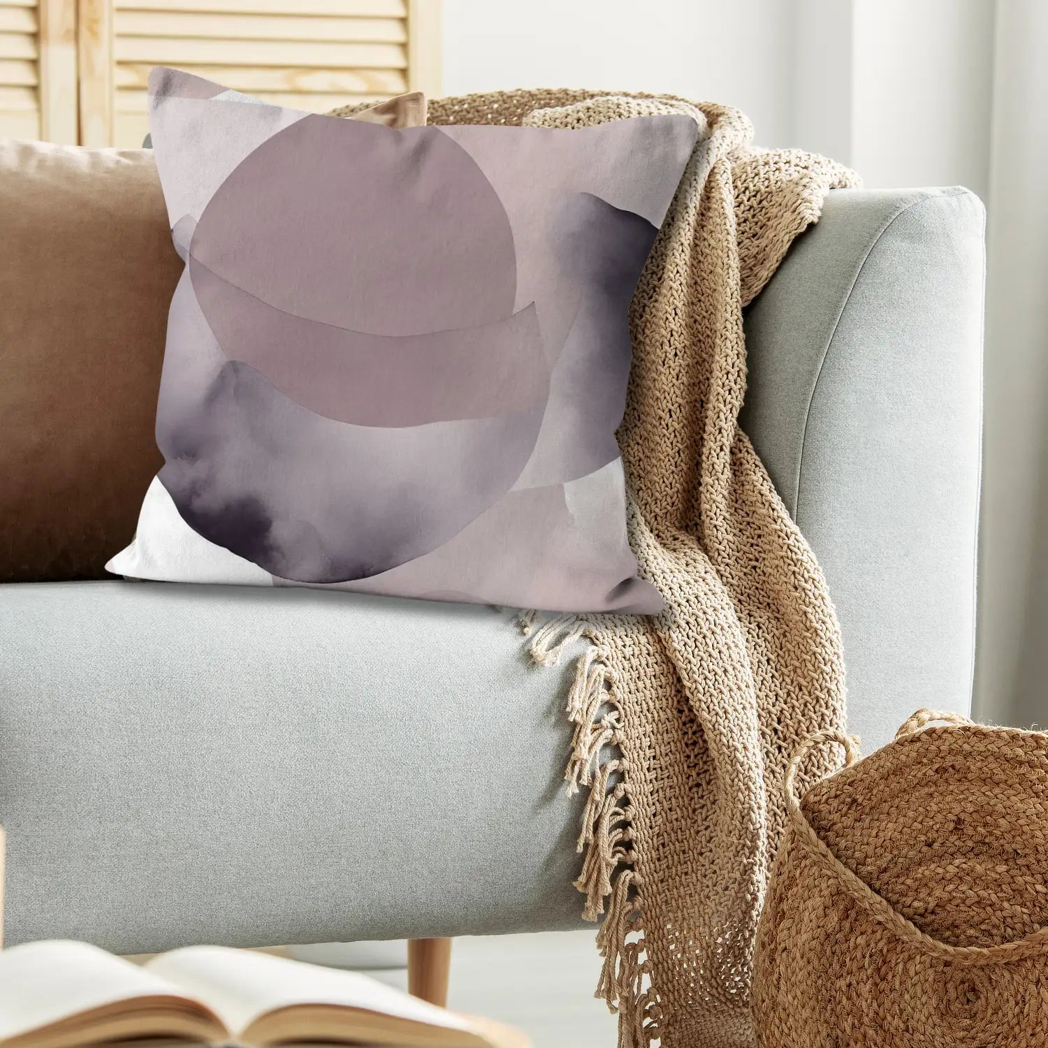 Subtle Petals - handmade Nordic abstract throw pillow