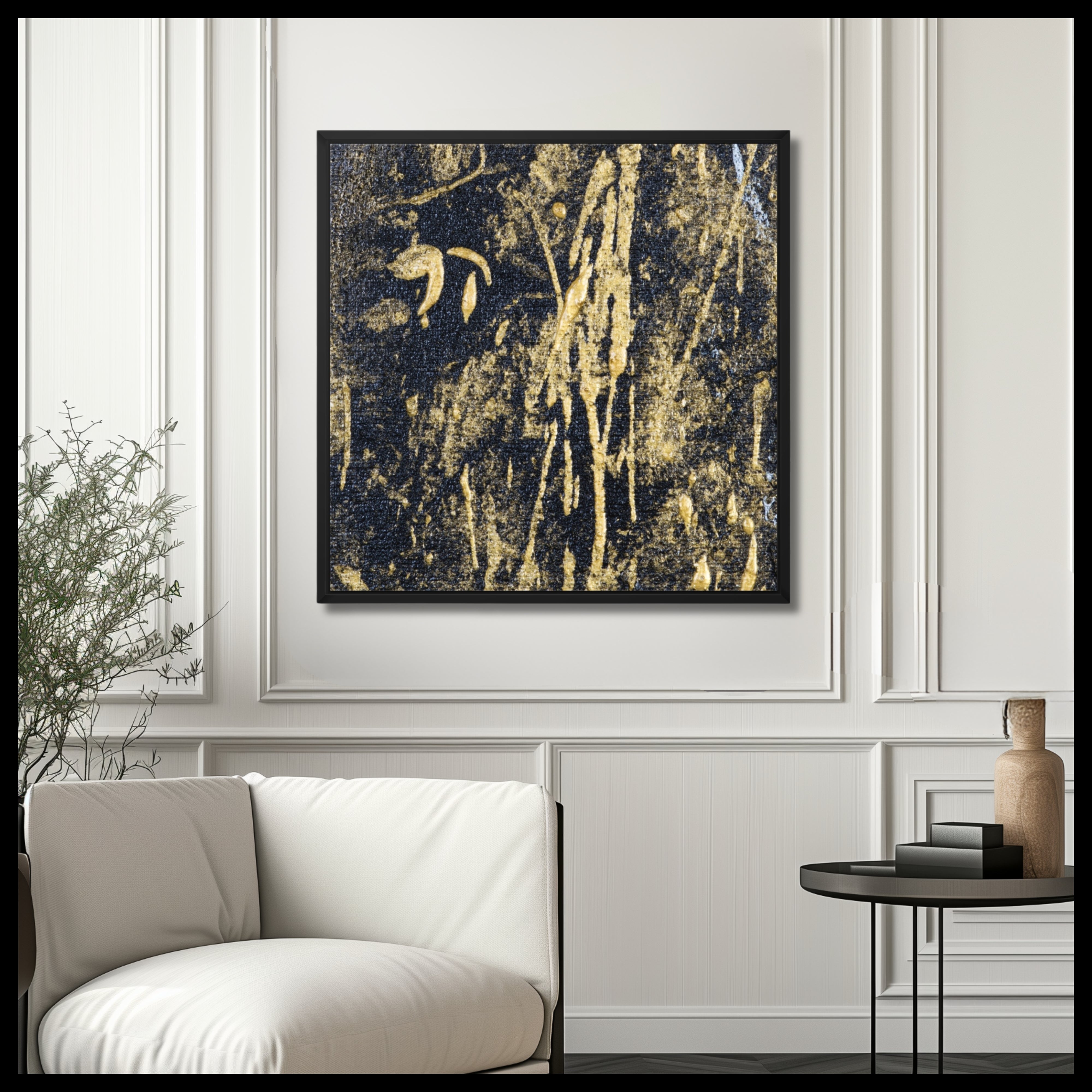 Noir Prosperity - framed black canvas art