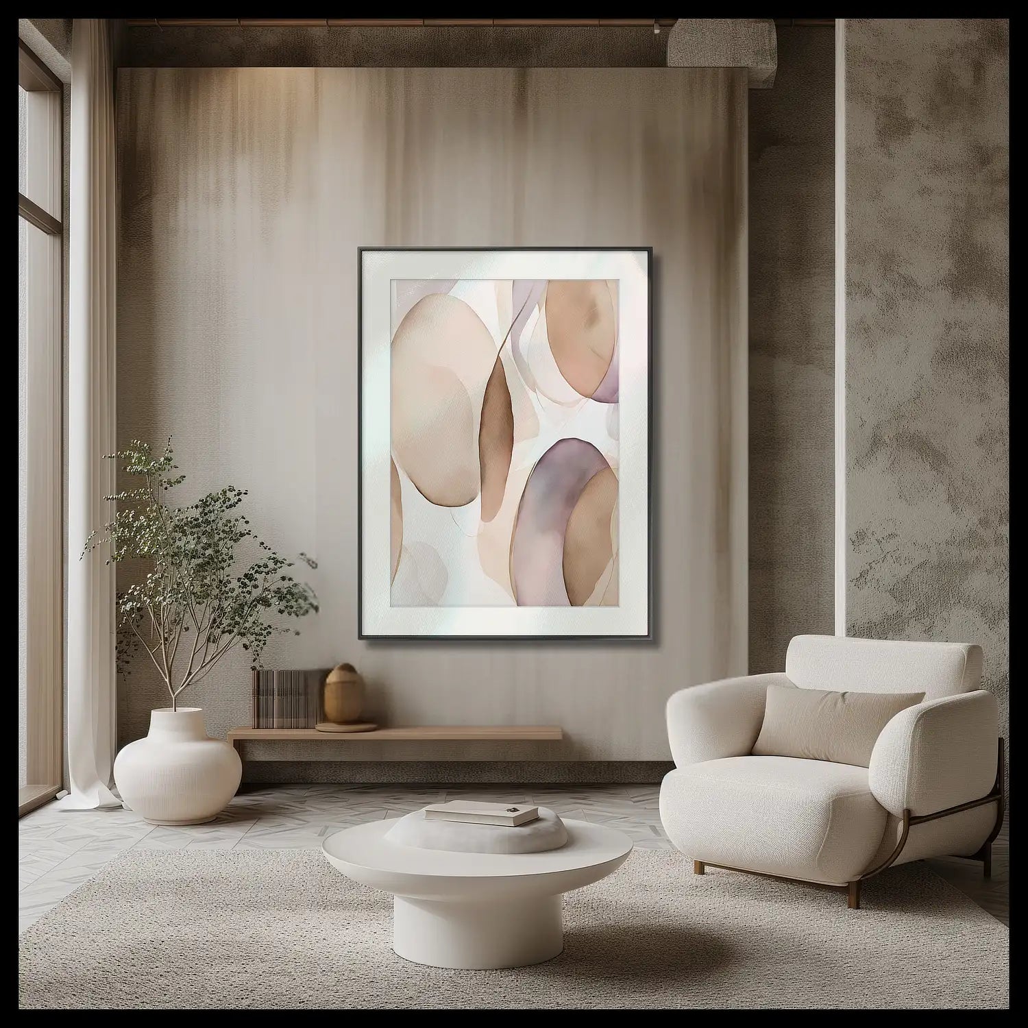 Understated Elegance - Beige and Mauve Artwork