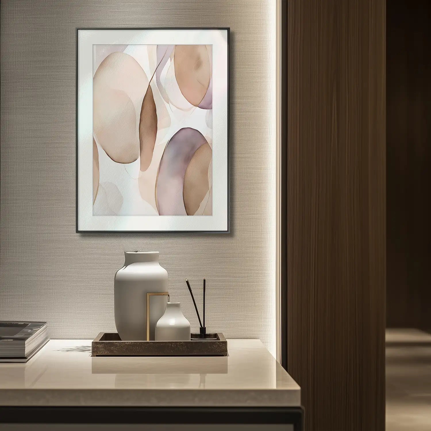 Understated Elegance - Beige and Mauve Artwork