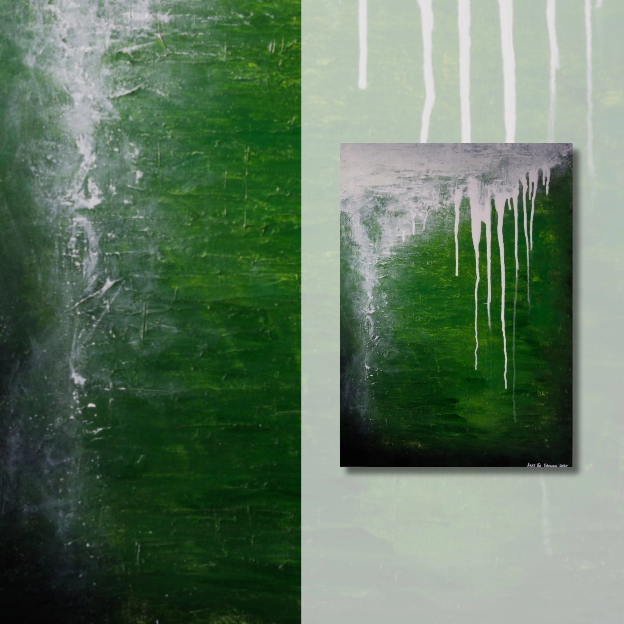 Catharsis | Luxury Textured Abstract Painting in Green - Anez Ka Arts Luxury Wall Art