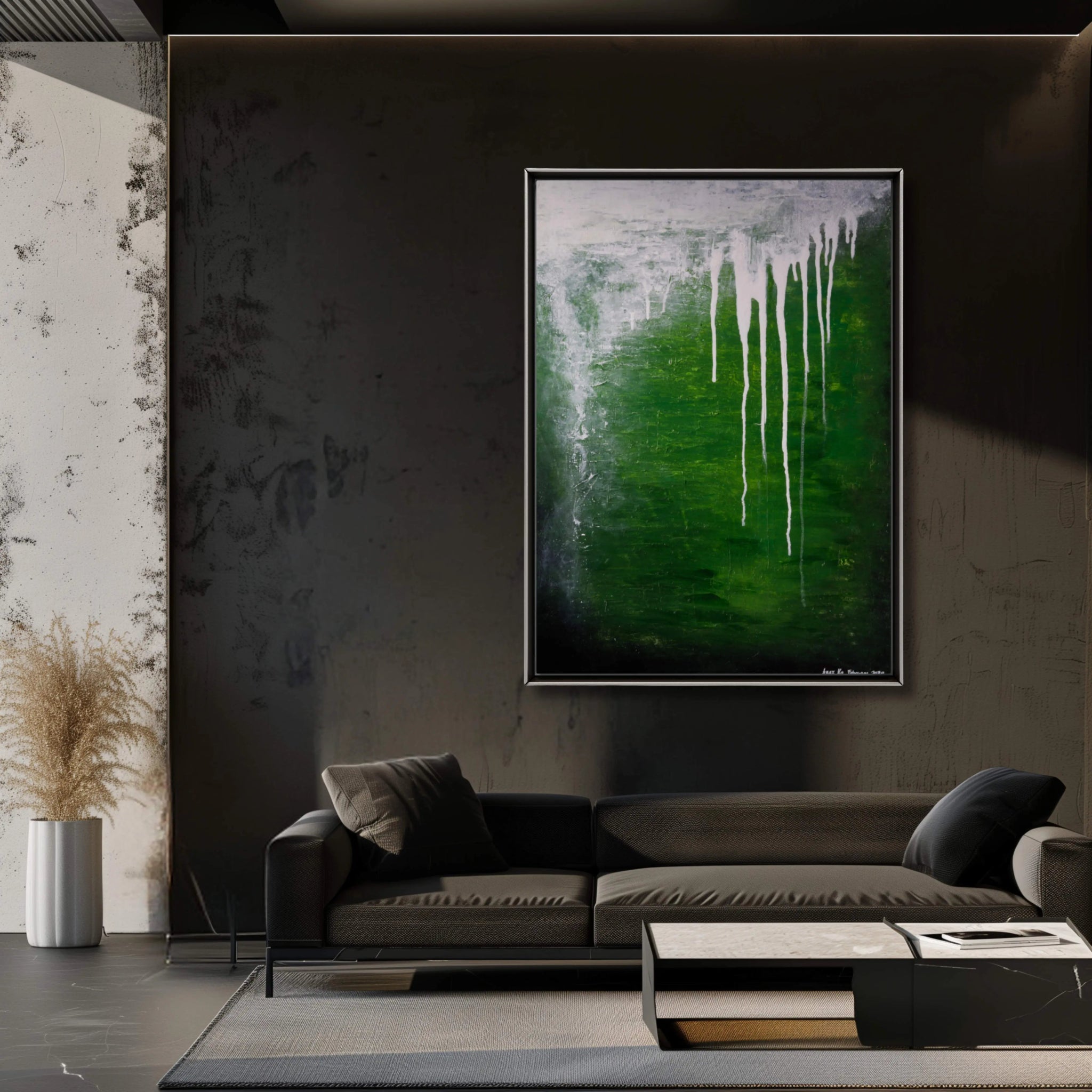 Catharsis | Luxury Textured Abstract Painting in Green - Anez Ka Arts Luxury Wall Art