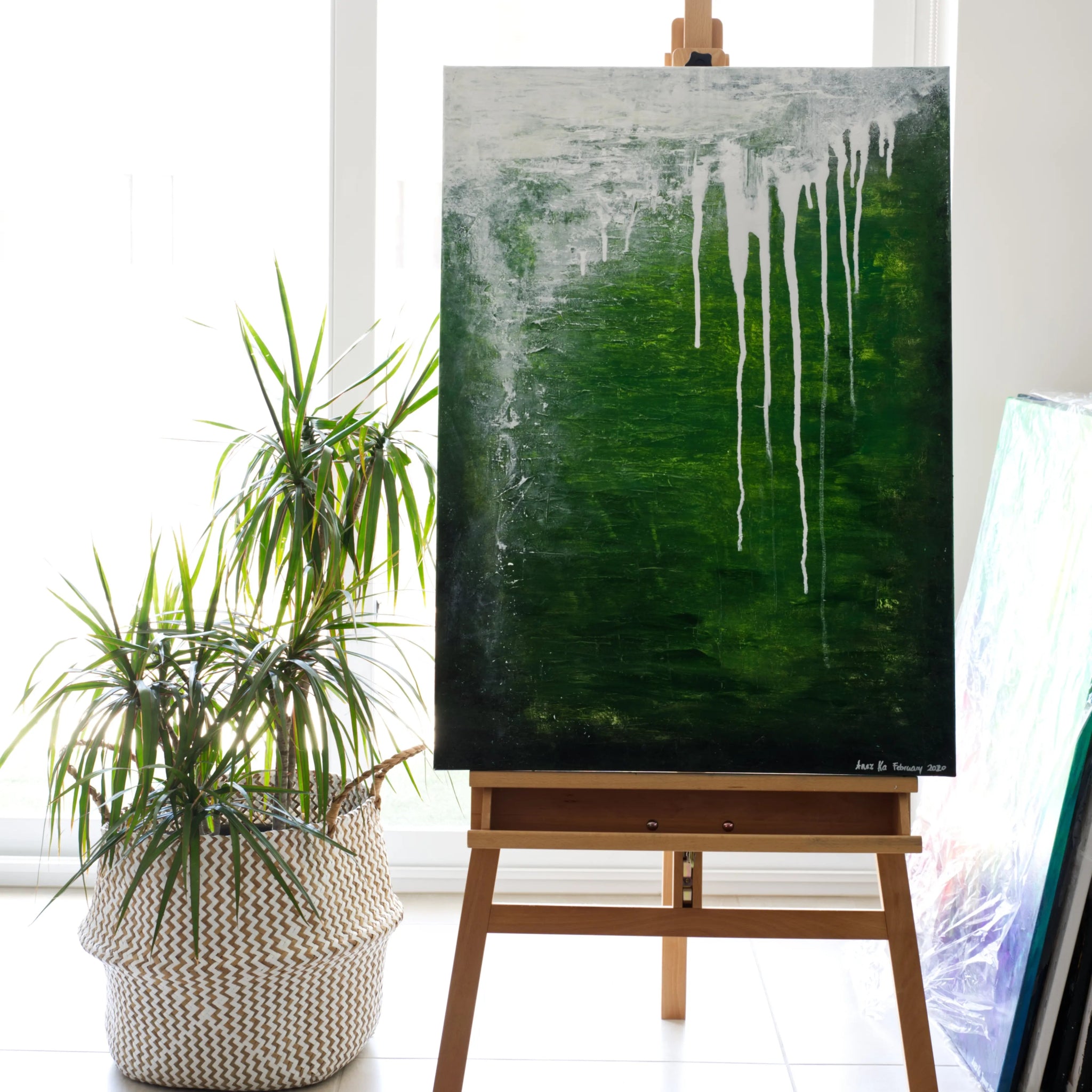 Catharsis | Luxury Textured Abstract Painting in Green - Anez Ka Arts Luxury Wall Art