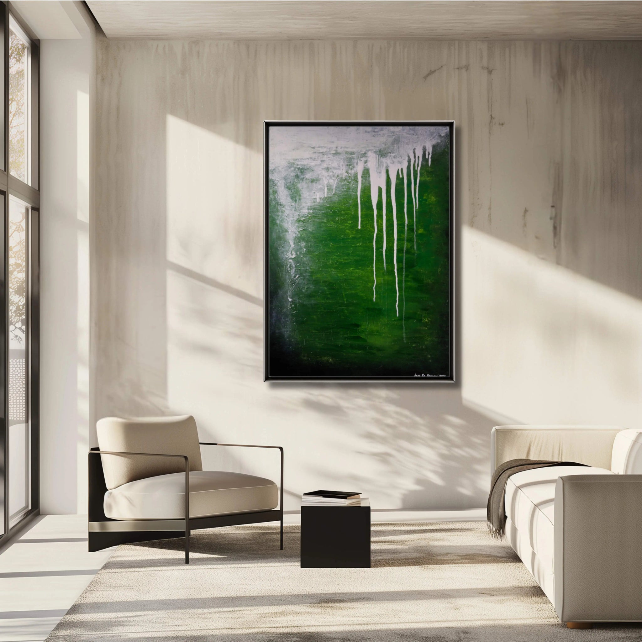 Catharsis | Luxury Textured Abstract Painting in Green - Anez Ka Arts Luxury Wall Art