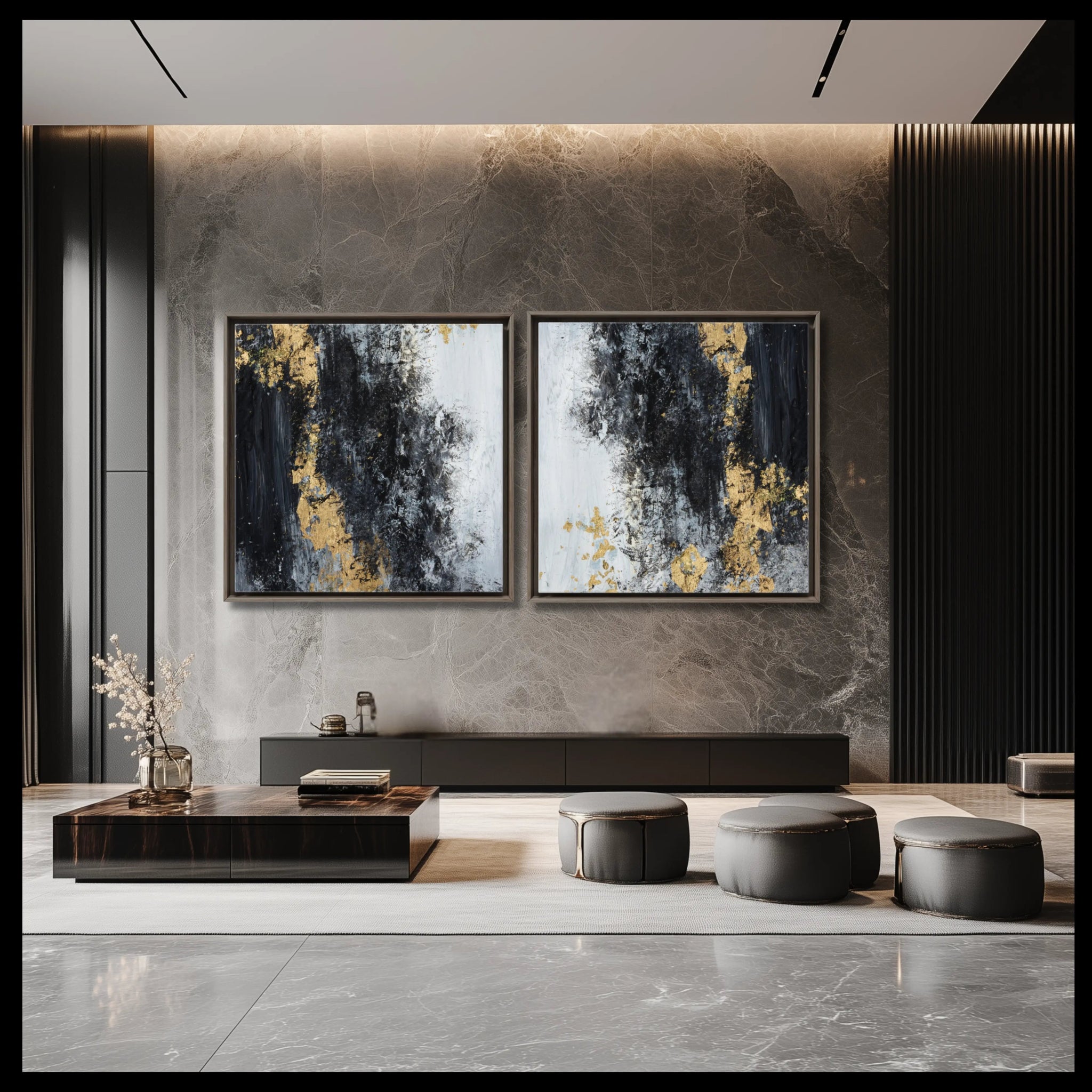 Dimensions of the Unknown | Set of 2 Canvas Prints | Bold Luxury Fine Art Set | Luxury Abstract wall art - Anez Ka Arts Luxury Wall Art