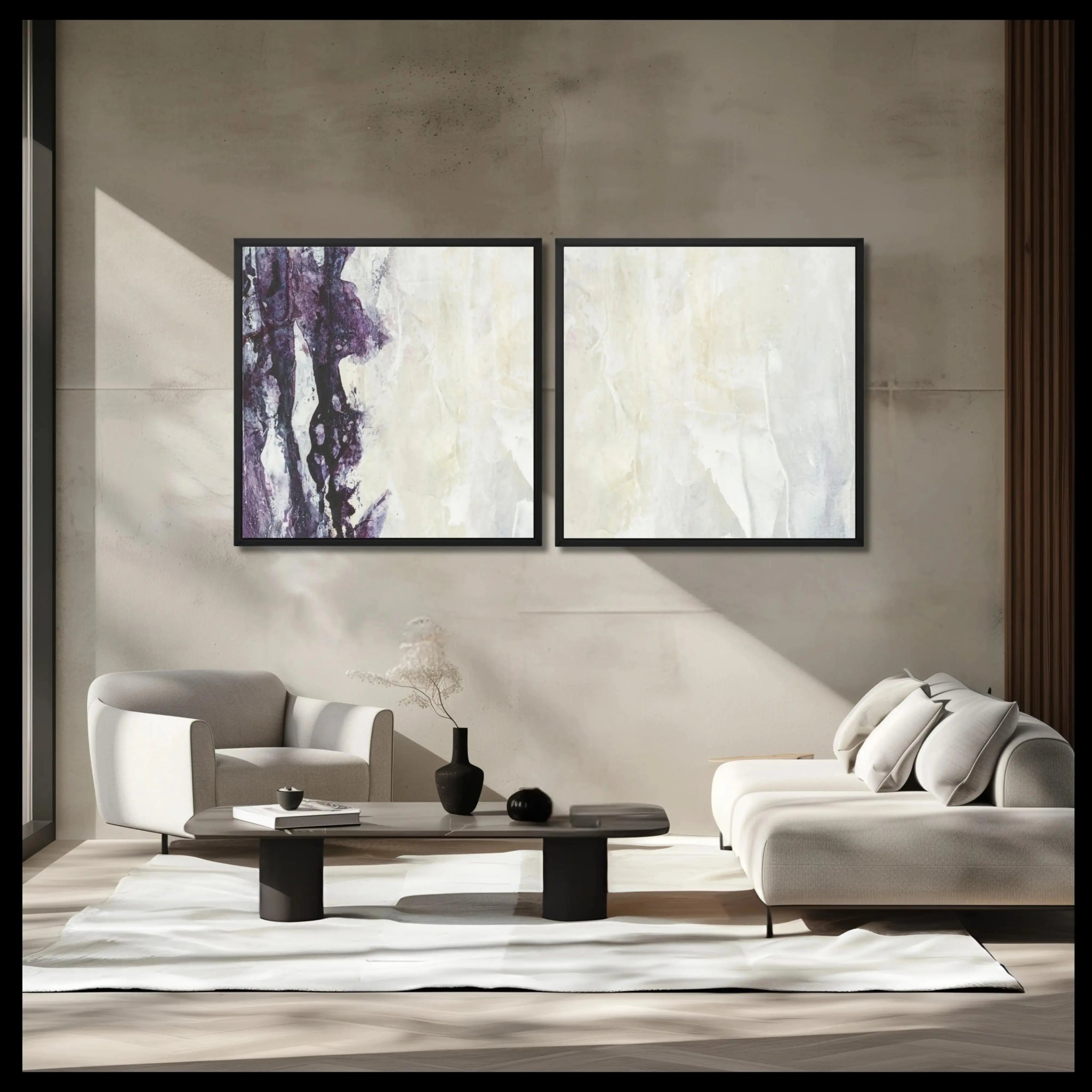 Finesse | Set of 2 | Abstract wall art for living room | luxury interior design | monochrome canvas - Anez Ka Arts Luxury Wall Art