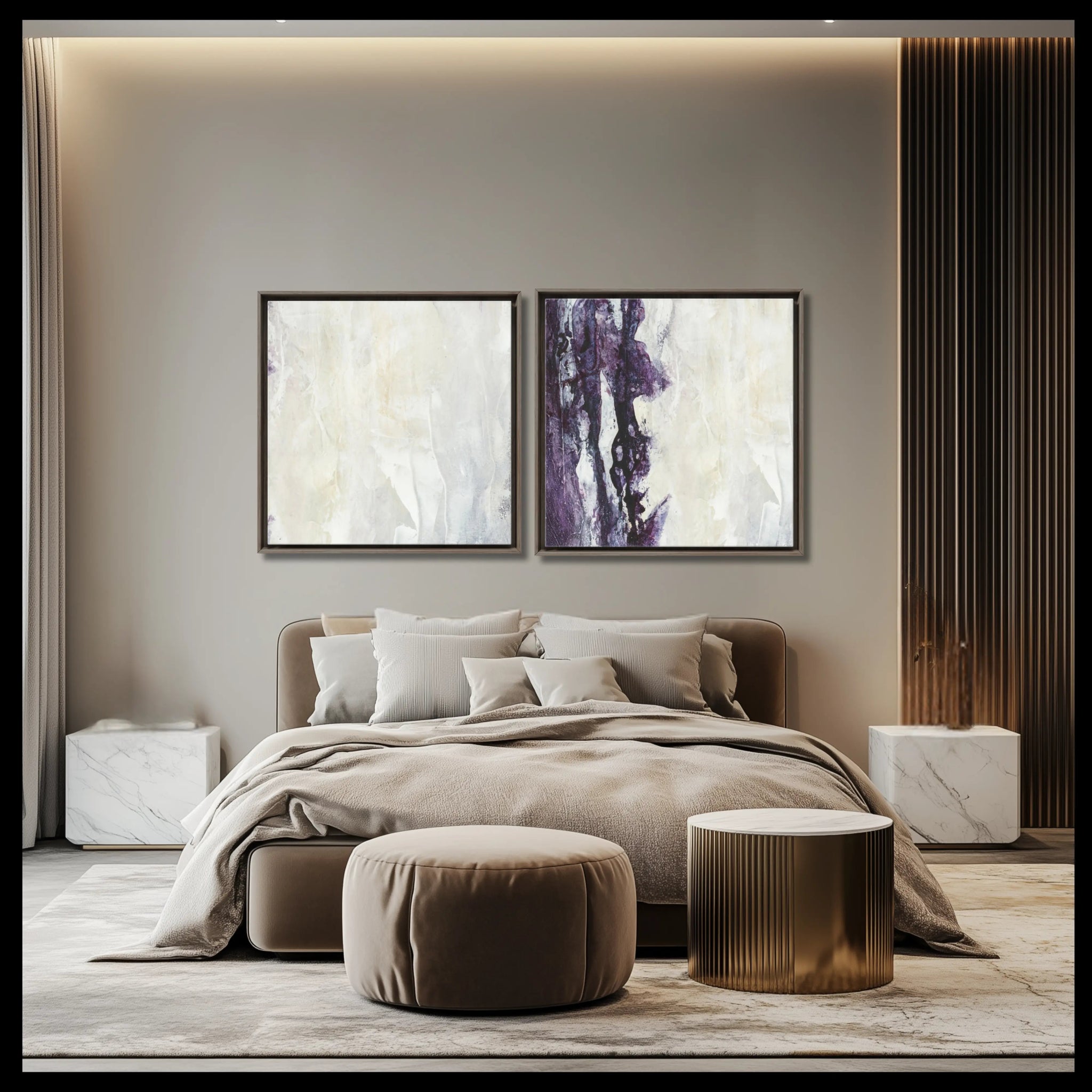 Finesse | Set of 2 | Abstract wall art for living room | luxury interior design | monochrome canvas - Anez Ka Arts Luxury Wall Art