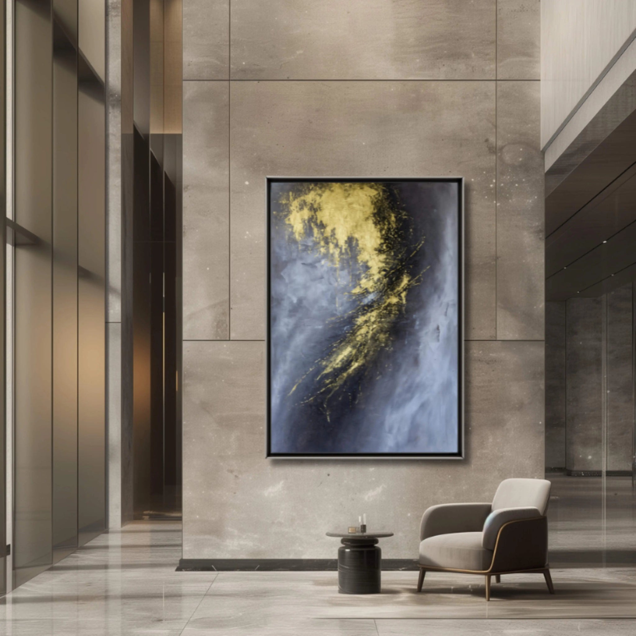 Freedom | Original Textured Contemporary Abstract Painting in Gold - Anez Ka Arts Luxury Wall Art