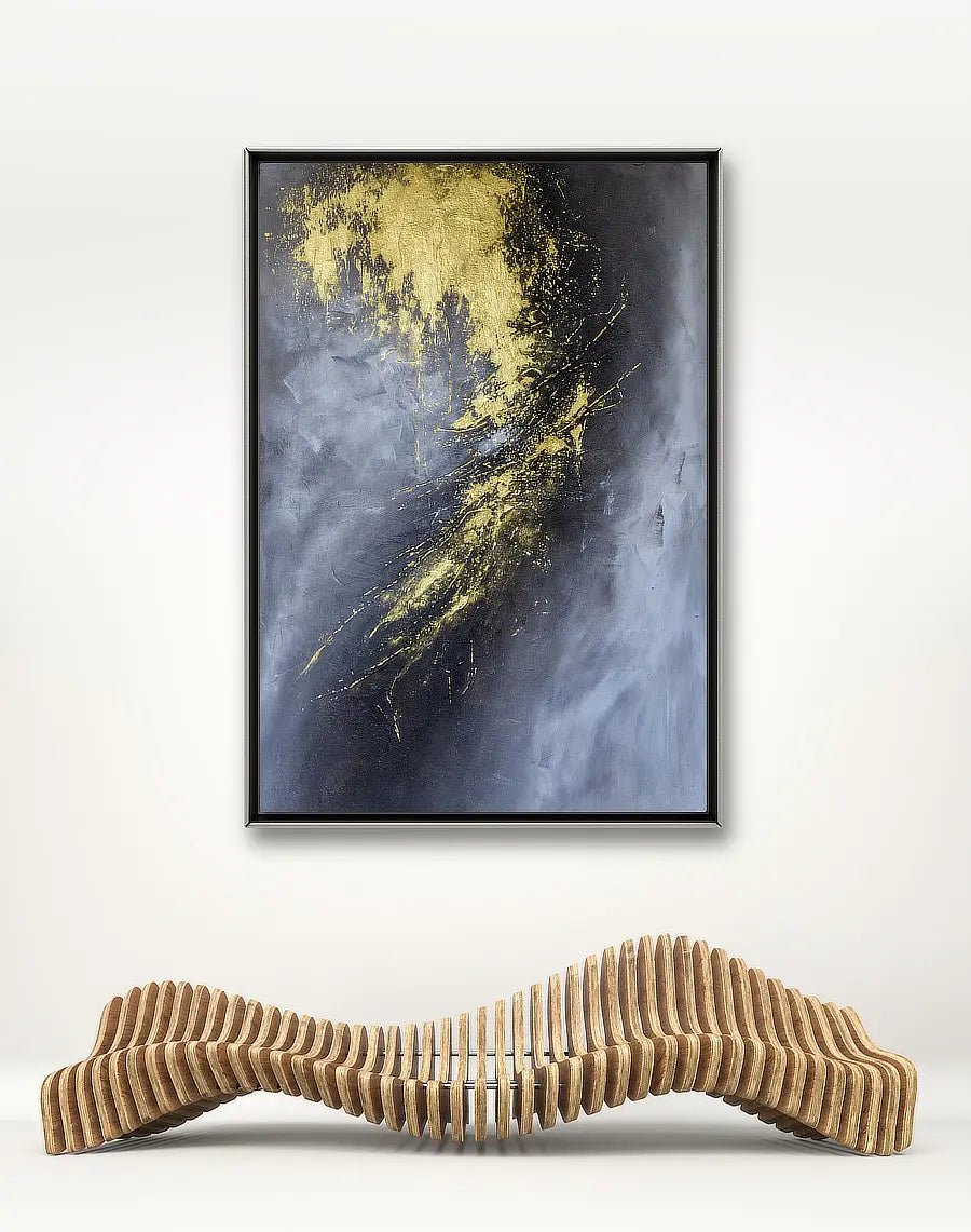 Freedom | Original Textured Contemporary Abstract Painting in Gold - Anez Ka Arts Luxury Wall Art