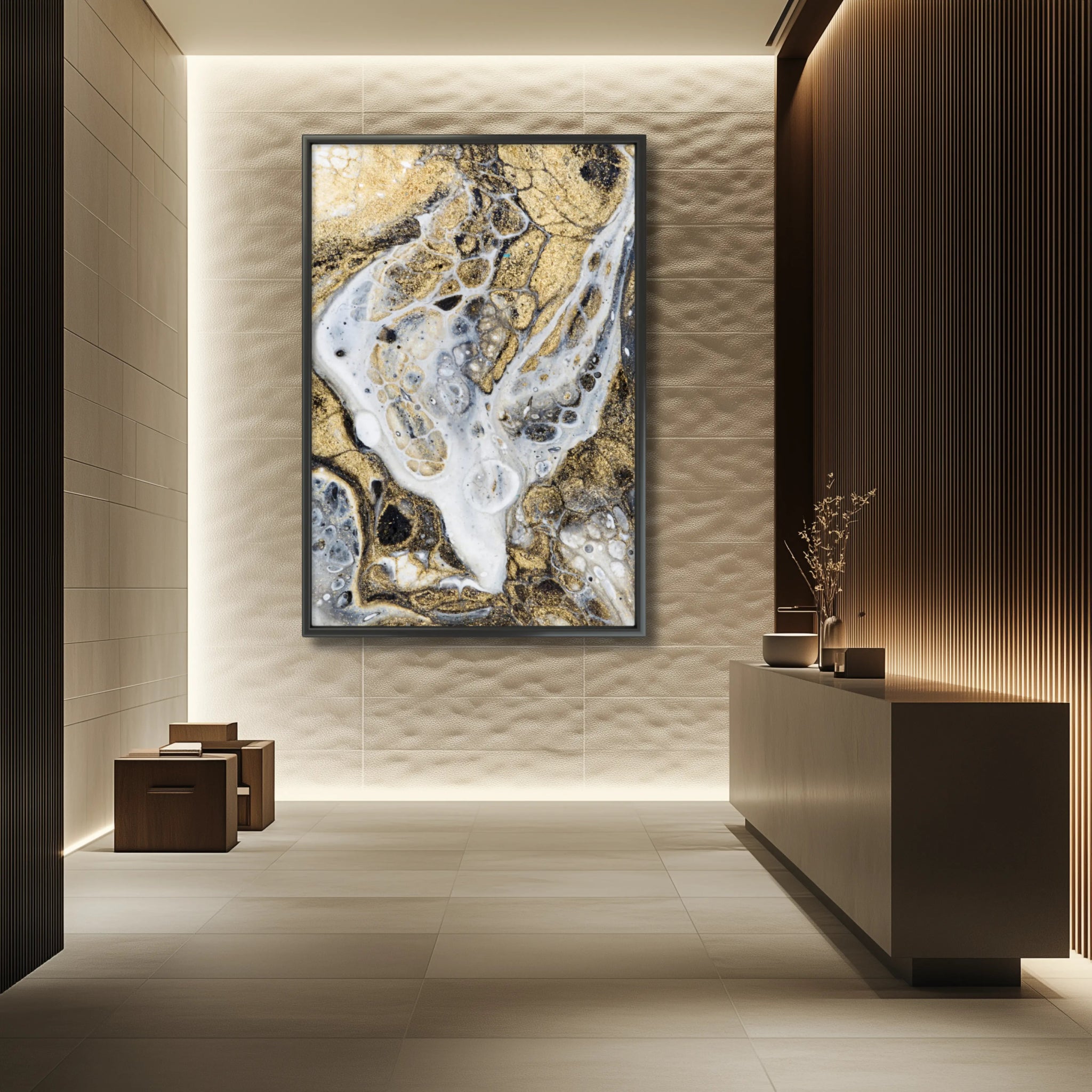 Gold Is The New Black | Luxury Abstract Art Print - Anez Ka Arts Luxury Wall Art