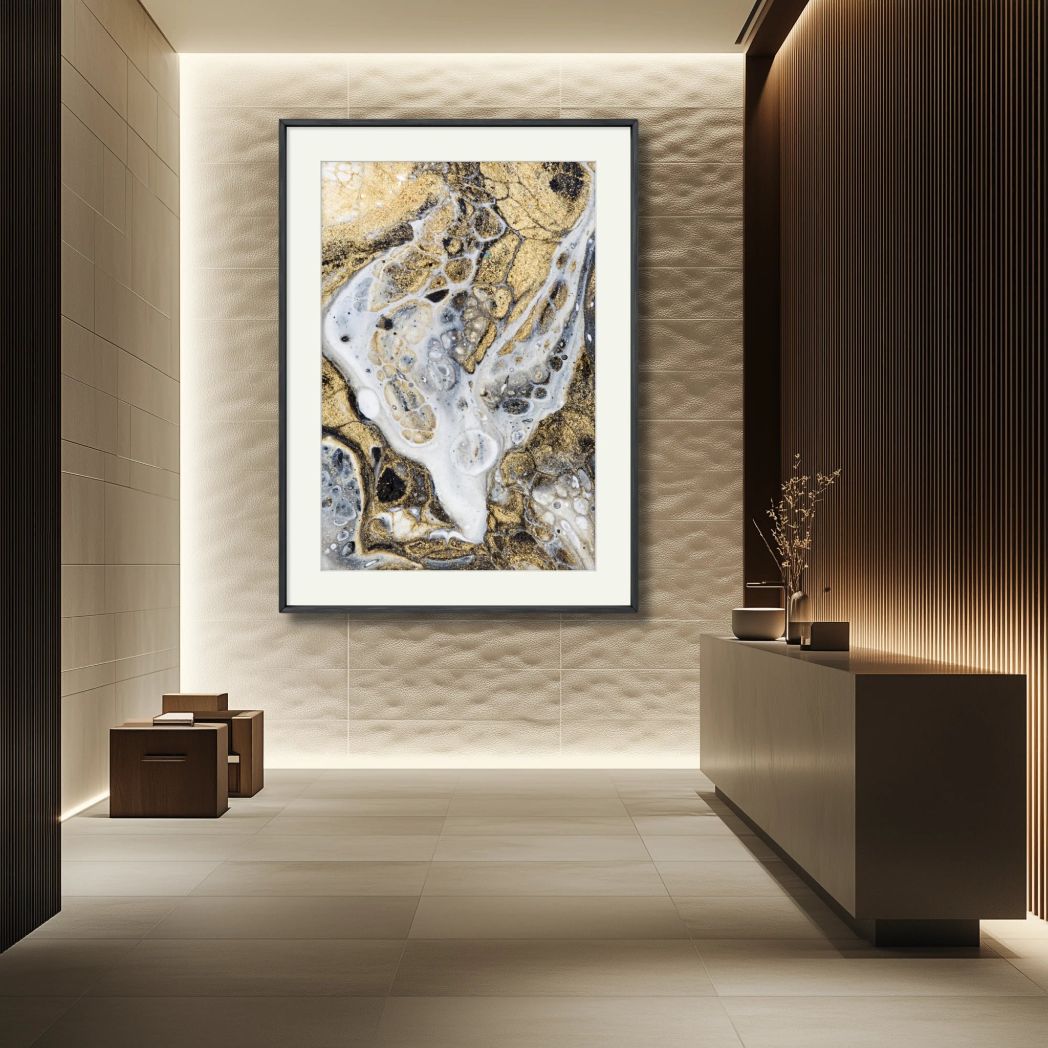 Gold Is The New Black | Luxury Abstract Art Print - Anez Ka Arts Luxury Wall Art