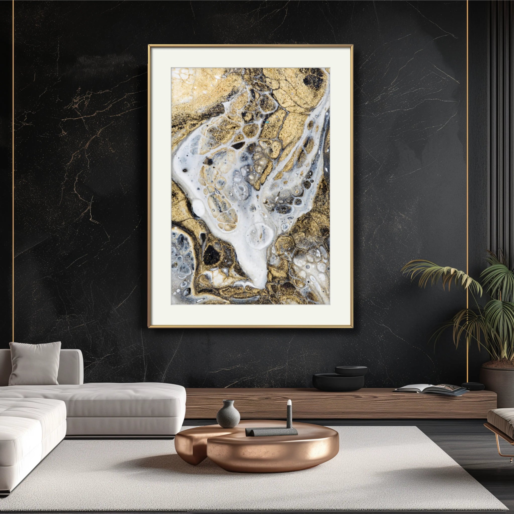 Gold Is The New Black | Luxury Abstract Art Print - Anez Ka Arts Luxury Wall Art