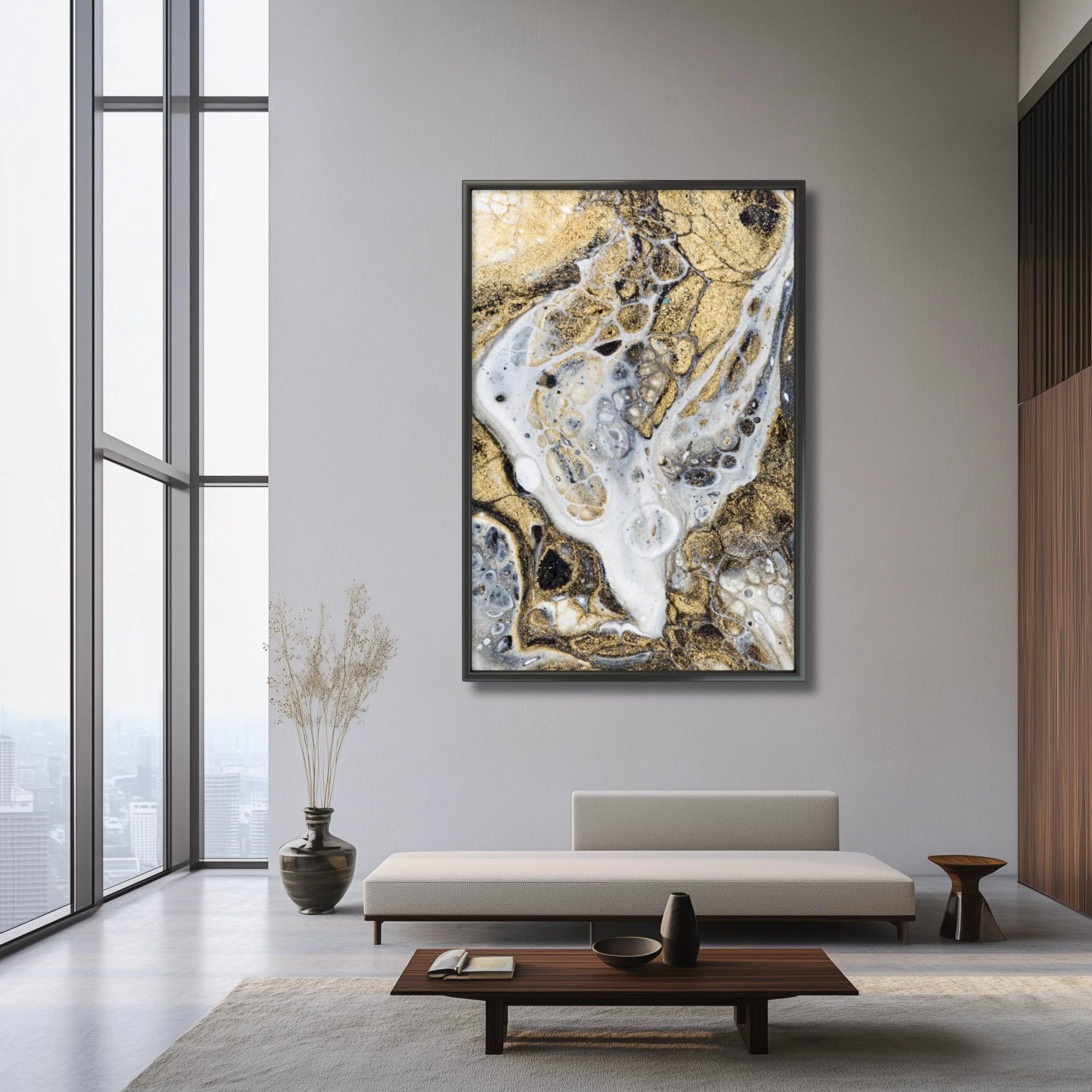 Gold Is The New Black | Luxury Abstract Art Print - Anez Ka Arts Luxury Wall Art