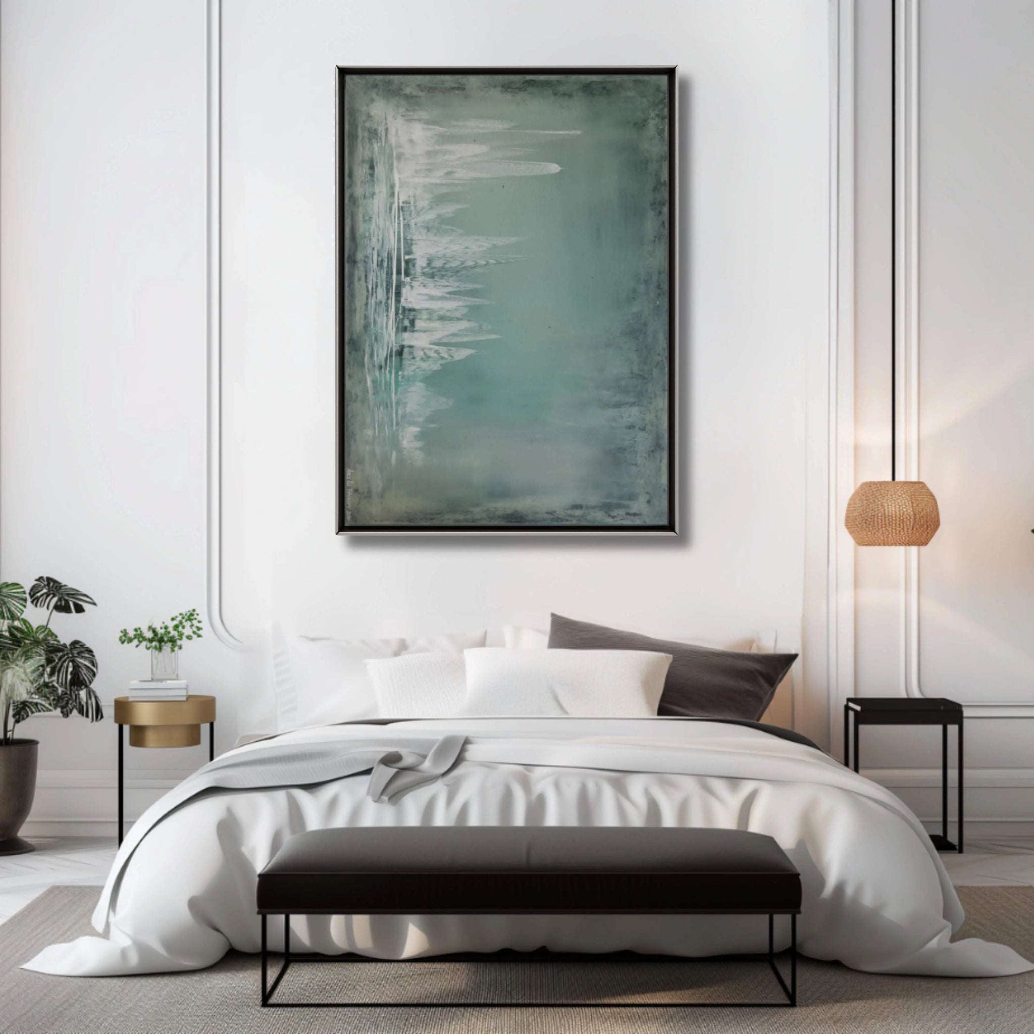 In My Dreams | Calming and Dreamy Abstract Painting in Sage - Anez Ka Arts Luxury Wall Art