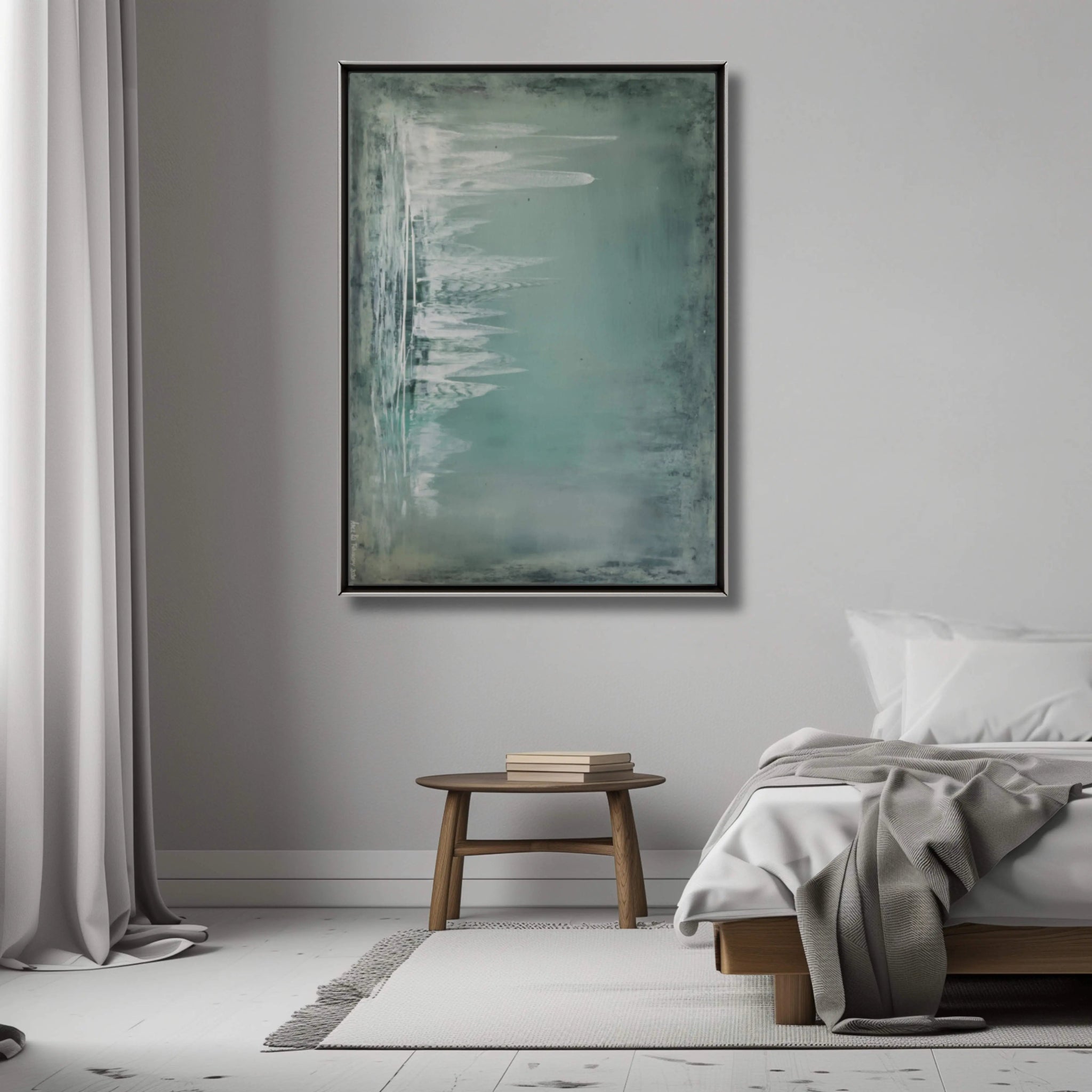 In My Dreams | Calming and Dreamy Abstract Painting in Sage - Anez Ka Arts Luxury Wall Art