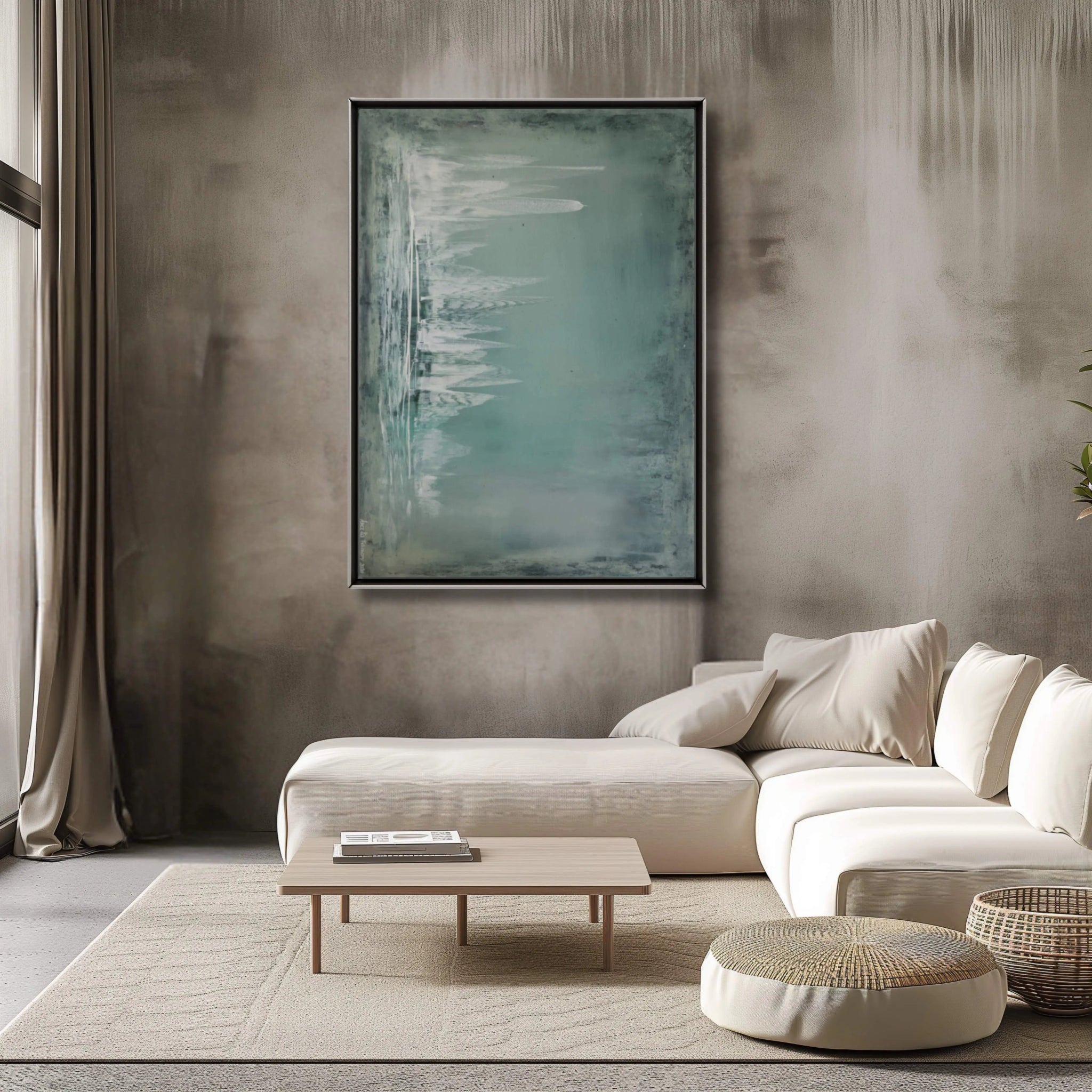 In My Dreams | Calming and Dreamy Abstract Painting in Sage - Anez Ka Arts Luxury Wall Art