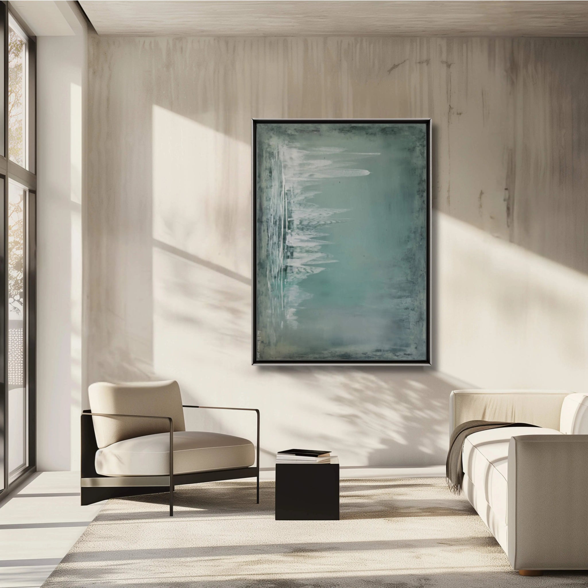 In My Dreams | Calming and Dreamy Abstract Painting in Sage - Anez Ka Arts Luxury Wall Art