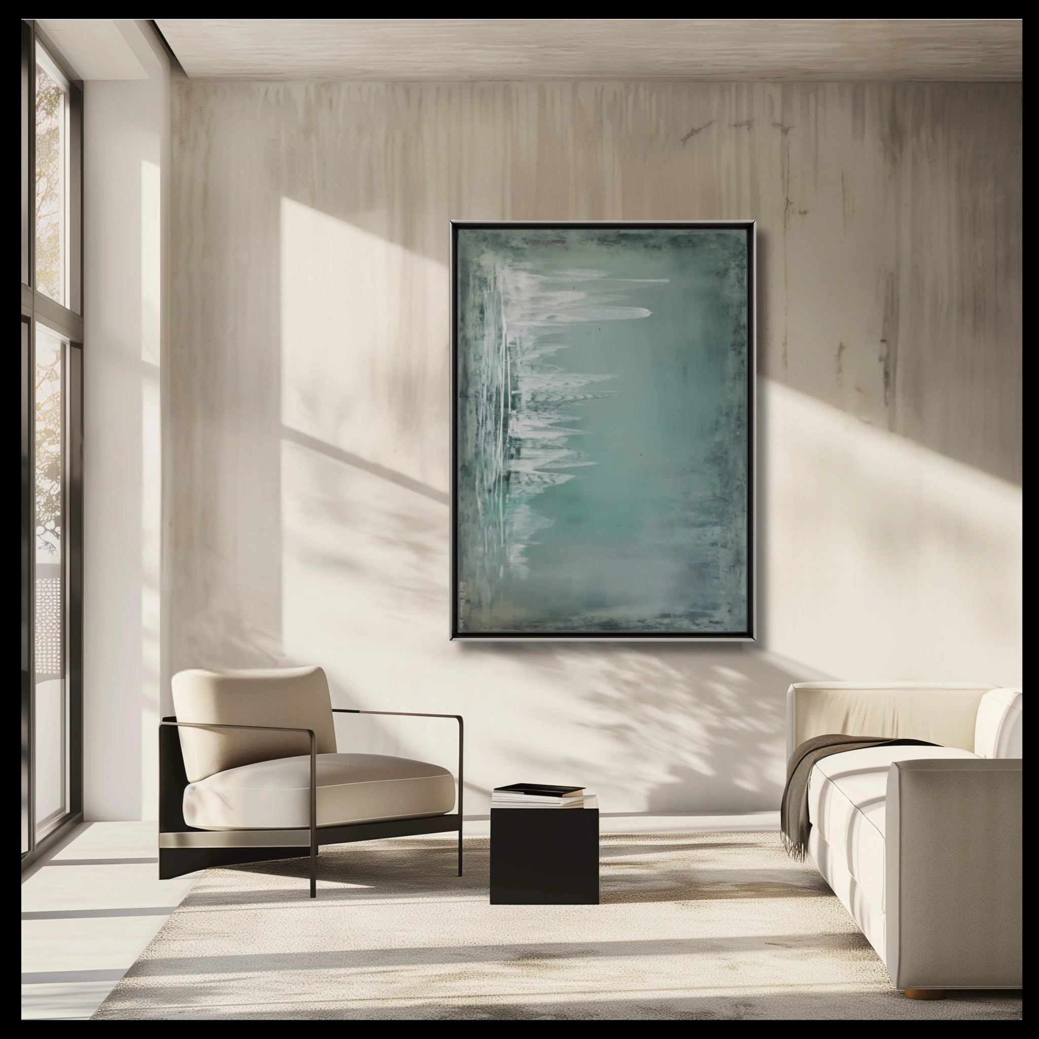 In My Dreams | Calming and Dreamy Abstract Painting in Sage - Anez Ka Arts Luxury Wall Art