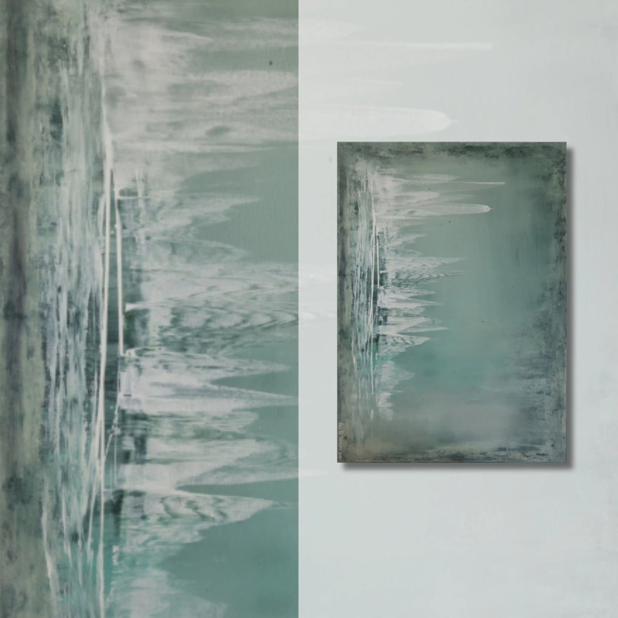 In My Dreams | Calming and Dreamy Abstract Painting in Sage - Anez Ka Arts Luxury Wall Art