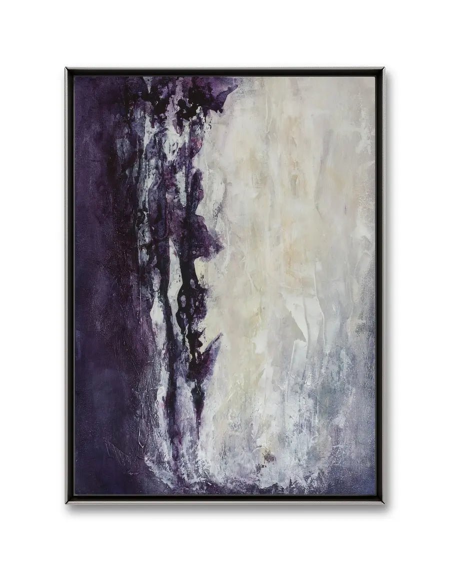 Ivory Glamour | Luxury Textured Abstract Painting in Purple and Cream - Anez Ka Arts Luxury Wall Art