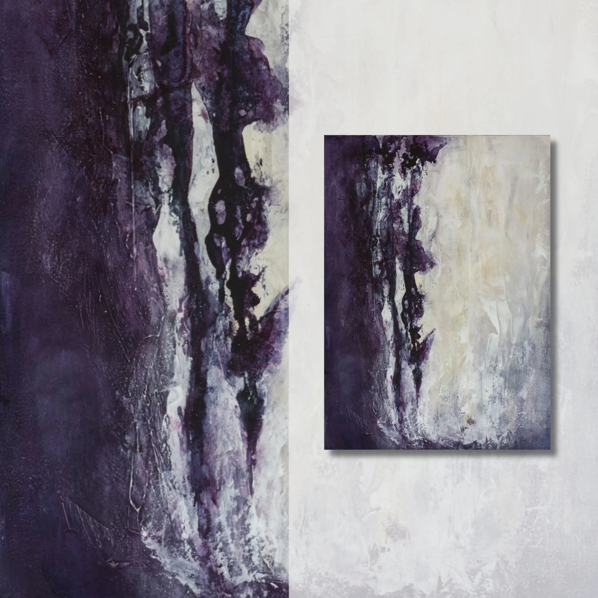 Ivory Glamour | Luxury Textured Abstract Painting in Purple and Cream - Anez Ka Arts Luxury Wall Art