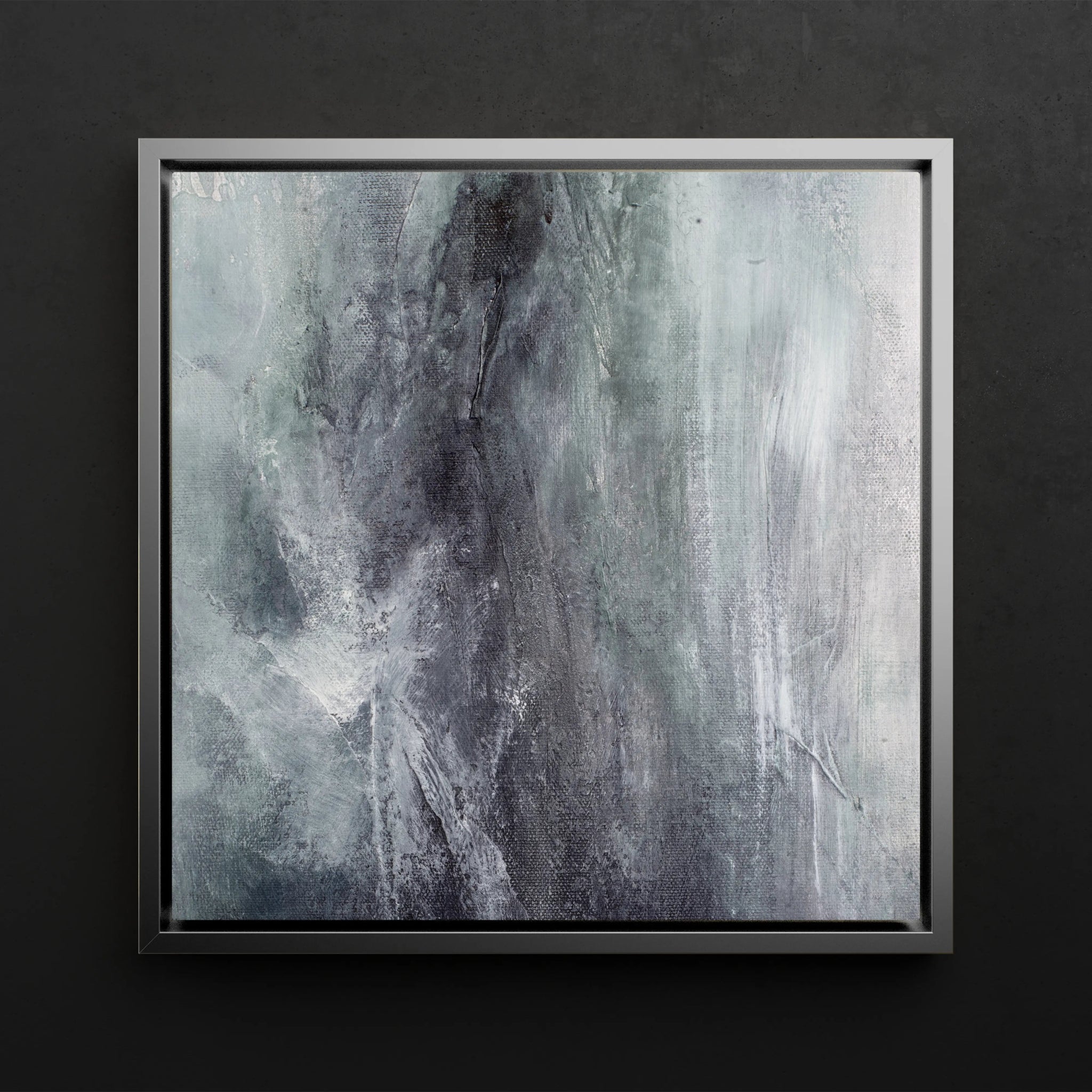 Mystical Serenity | Abstract Canvas Wall Art Print in Grey, Steel, and White - Anez Ka Arts Luxury Wall Art