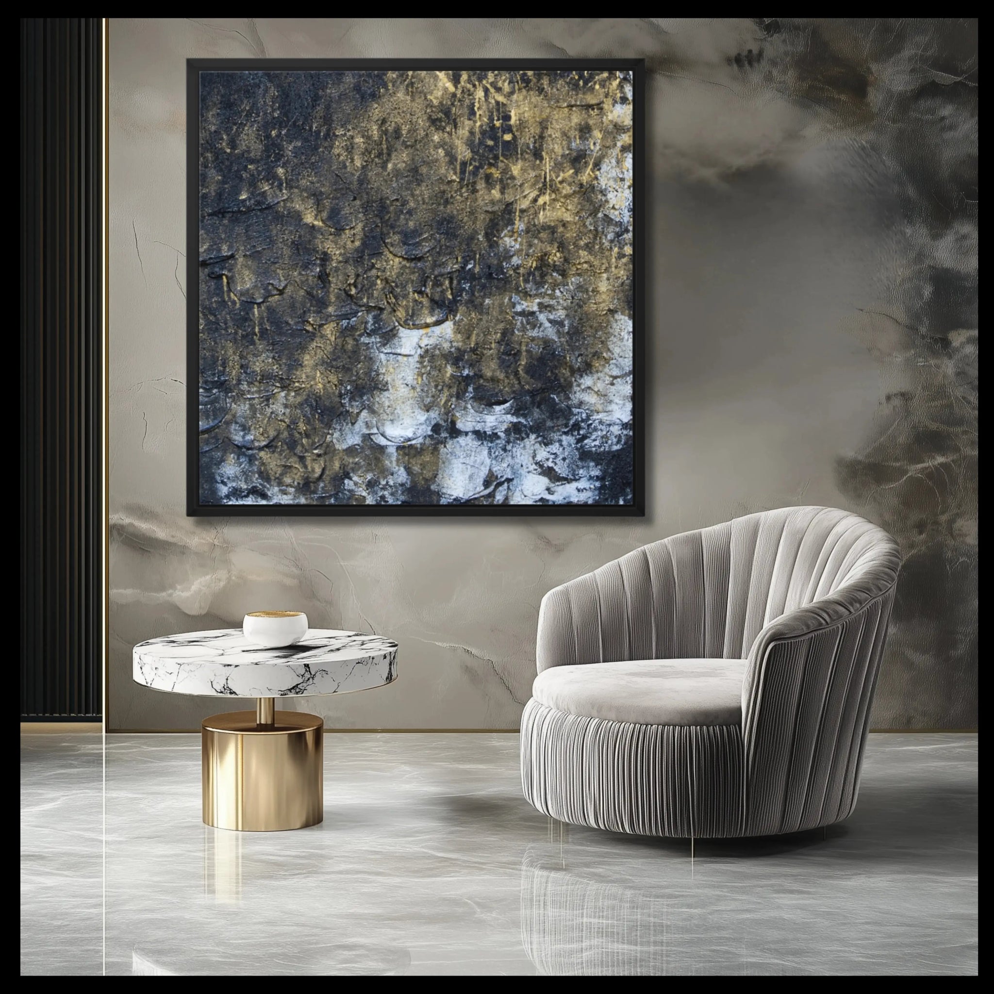 Noir Abundance | Exclusive Canvas Wall Art in Black and Gold - Anez Ka Arts Luxury Wall Art