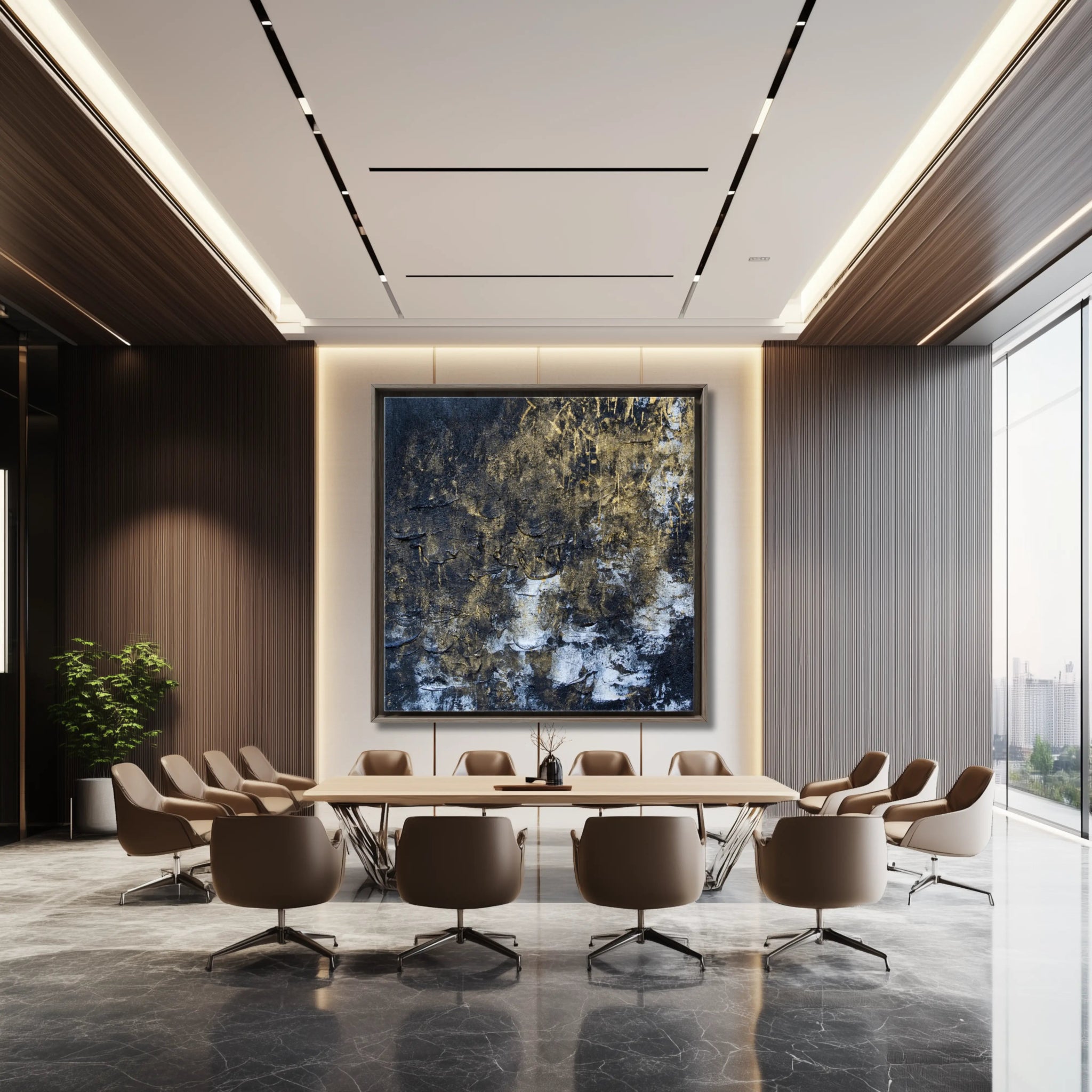 Noir Abundance | Exclusive Canvas Wall Art in Black and Gold - Anez Ka Arts Luxury Wall Art