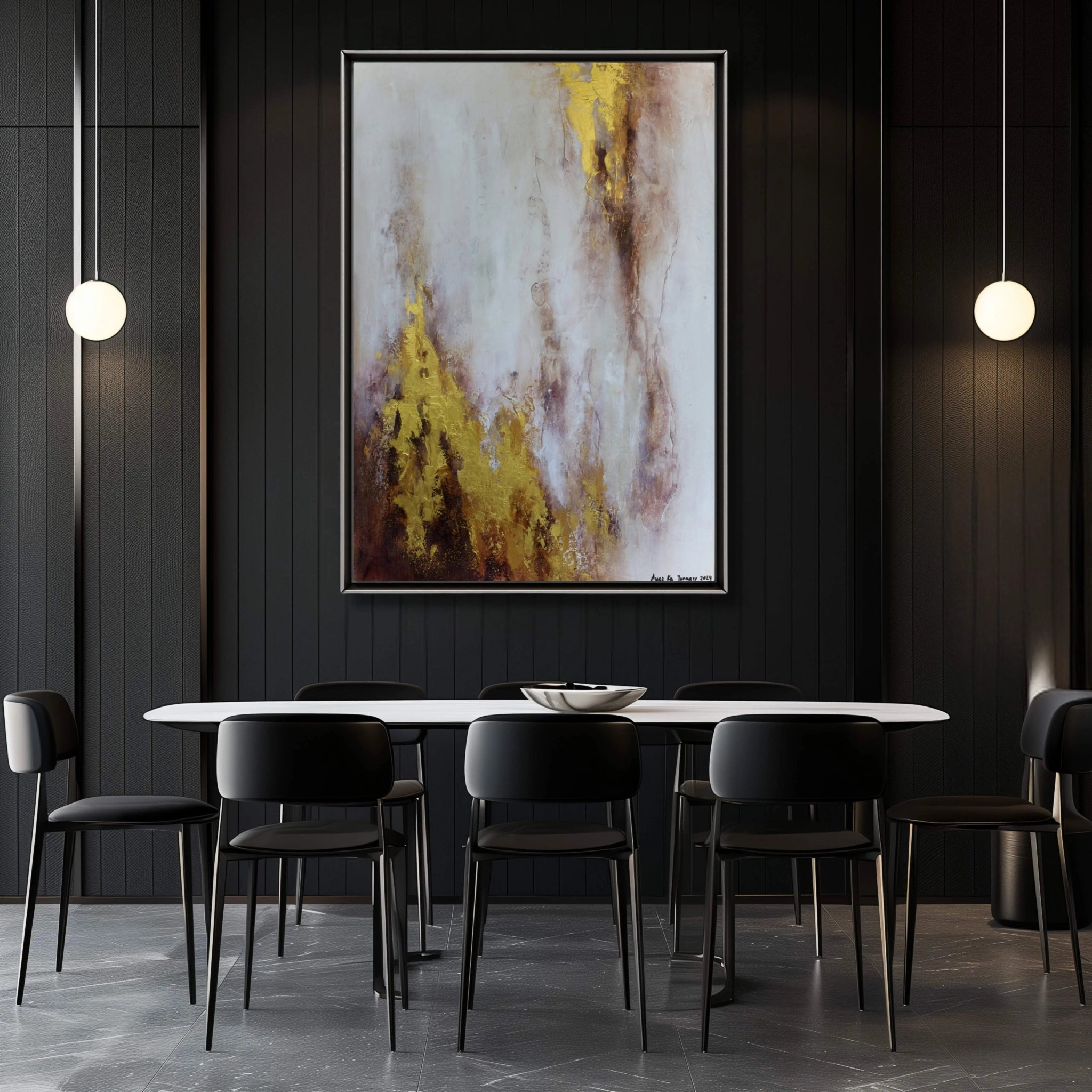 Obsession | Textured Contemporary Abstract Painting in Gold and Bronze - Anez Ka Arts Luxury Wall Art