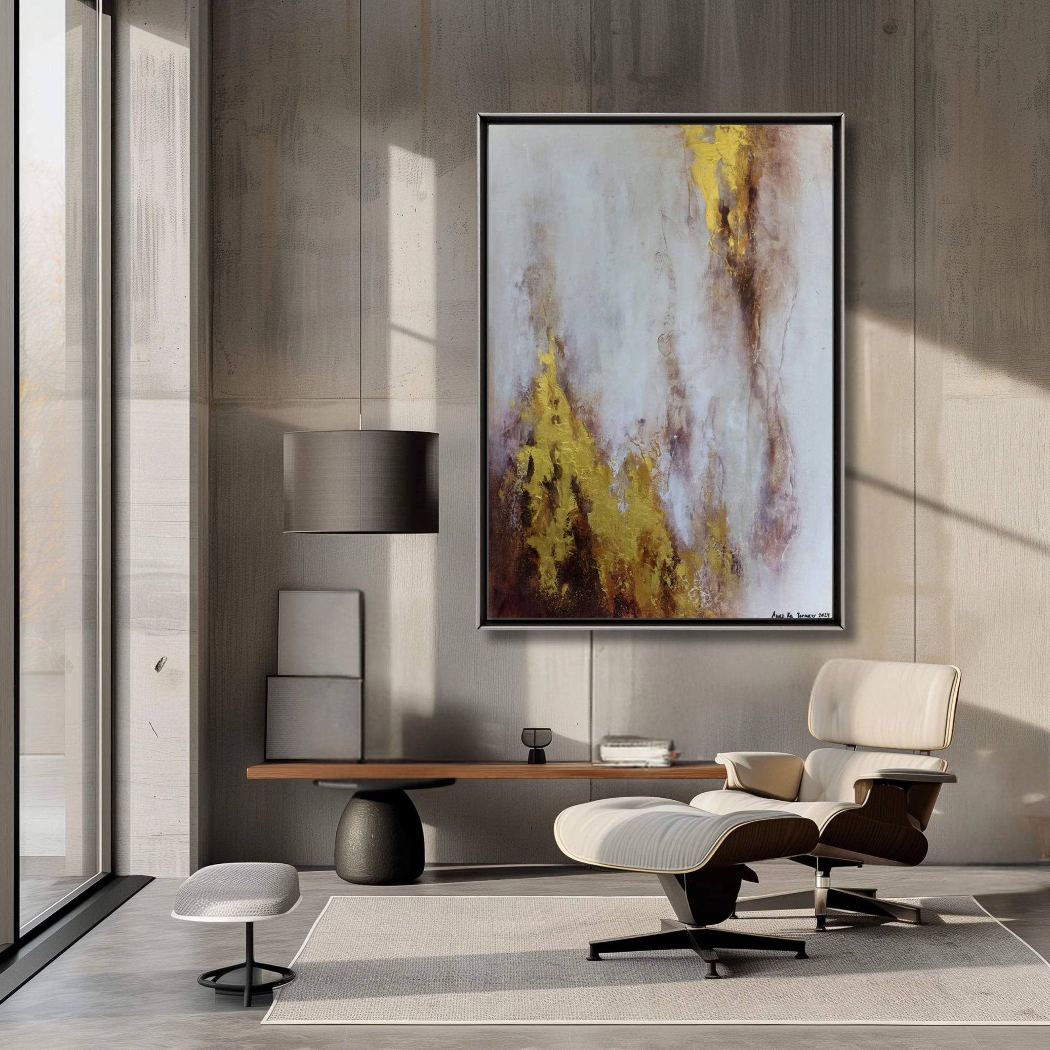 Obsession | Textured Contemporary Abstract Painting in Gold and Bronze - Anez Ka Arts Luxury Wall Art