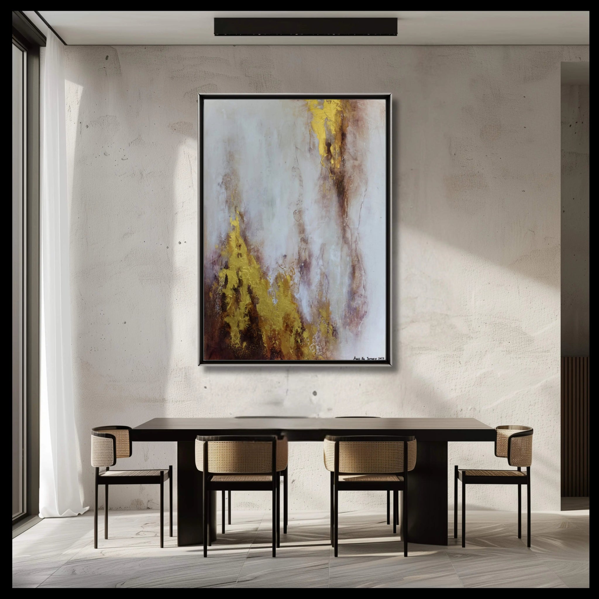 Obsession | Textured Contemporary Abstract Painting in Gold and Bronze - Anez Ka Arts Luxury Wall Art